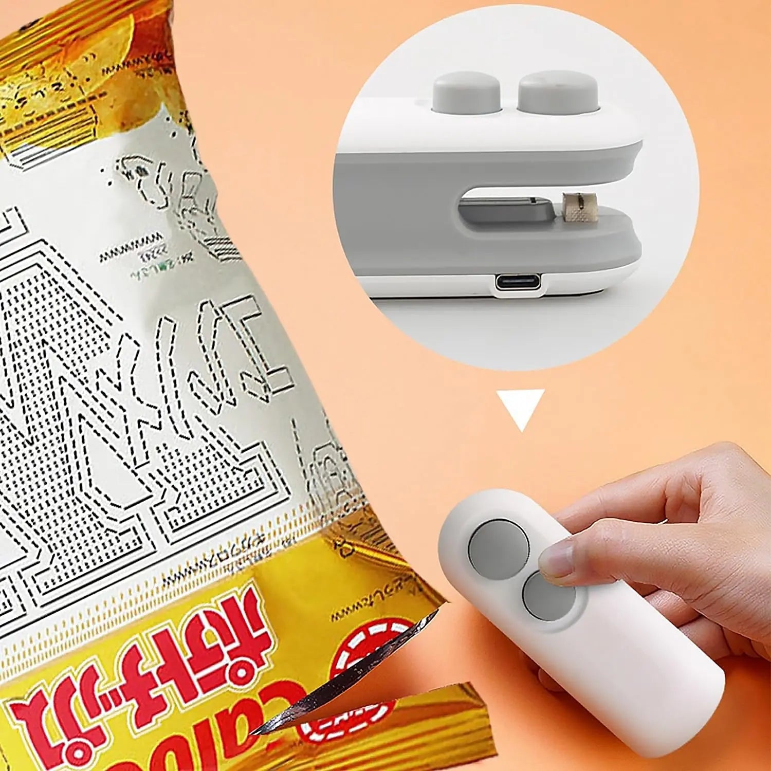17865 Mini Bag Sealer, 2 in 1 Seal & Cutter Heat Sealers, TYPE-C USB Charging Portable Bag Reseller, Handle Food Sealer, Sealing Machine for Food Storage Plastic Bags Snacks Keep Food Fresh - varietybazaar.co.in