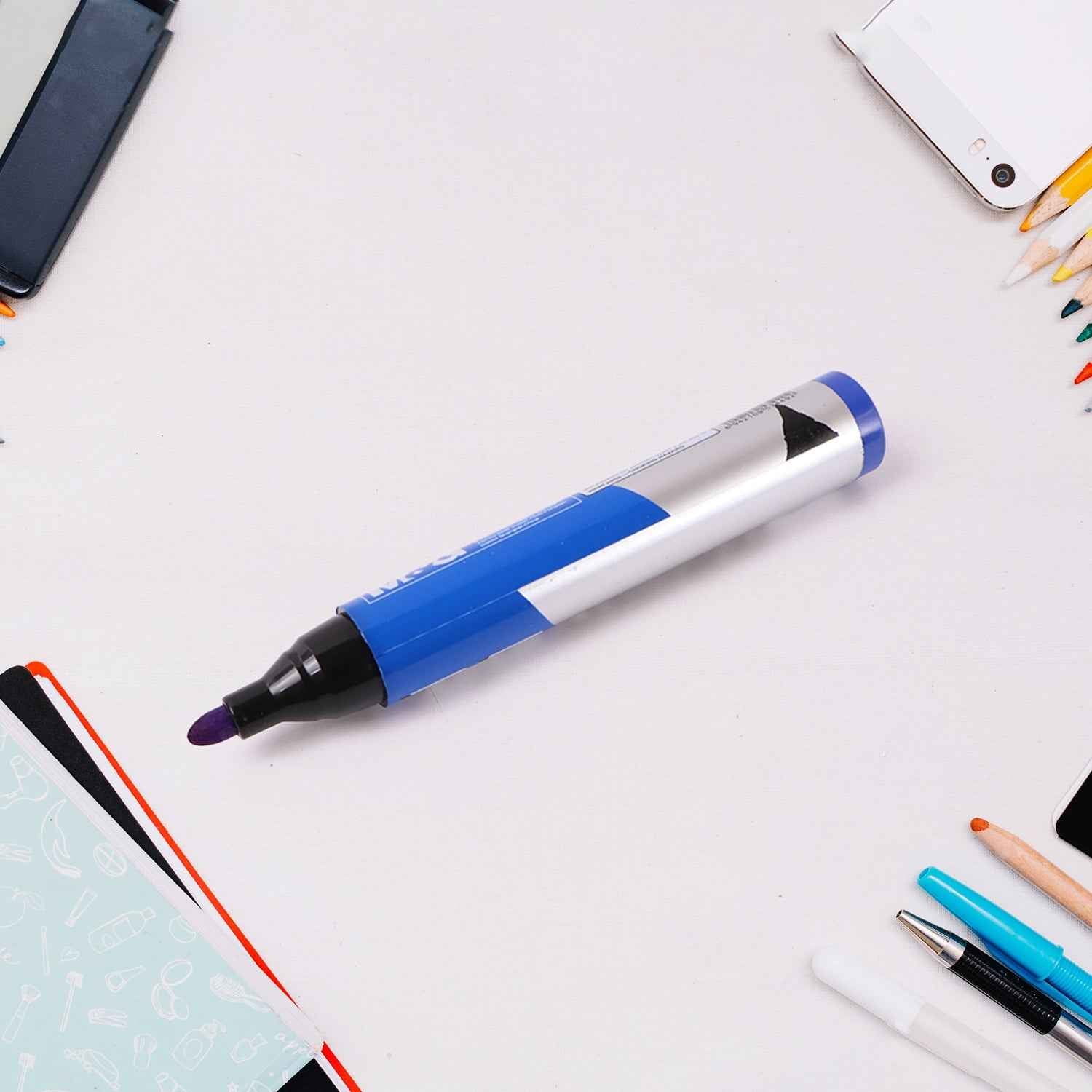 Premium Permanent Blue Marker Pen Set (6 Pcs Set)
