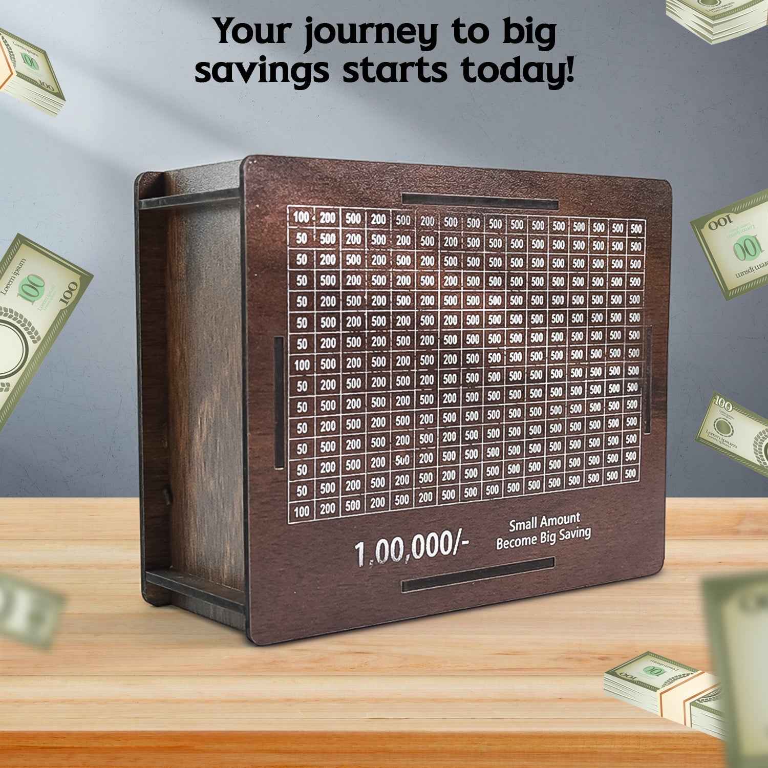 Wooden Money / Piggy Bank, Money Box (1 Pc / 4 sketch Pen)
