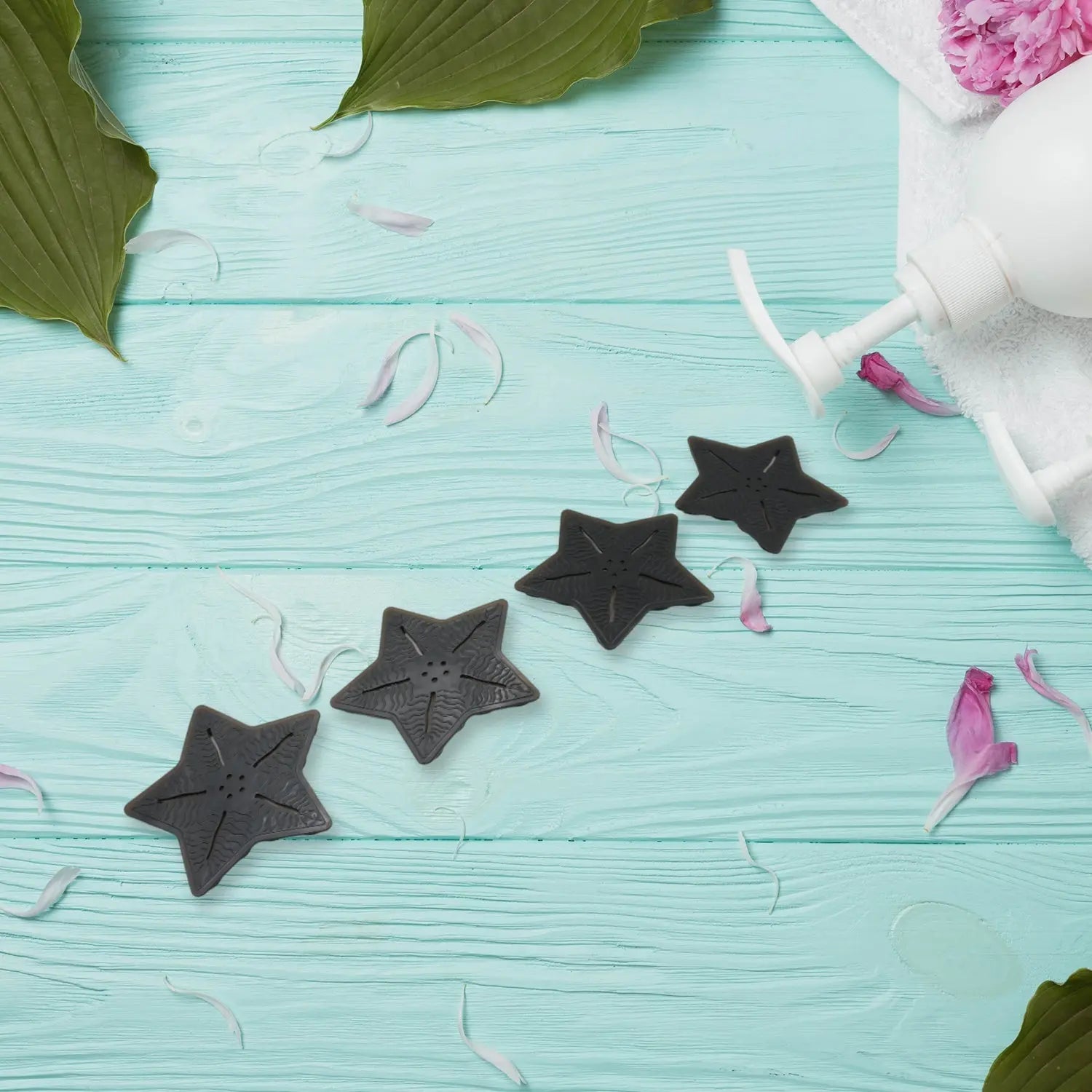 Mini  Pvc Anti-Slip Bat Mat Non Slip Baby Bath Mats, Mini Child Safety Anti Slip Shower Mats Star,& Leaf Shaped for Kids (4 pc Set) - varietybazaar.co.in