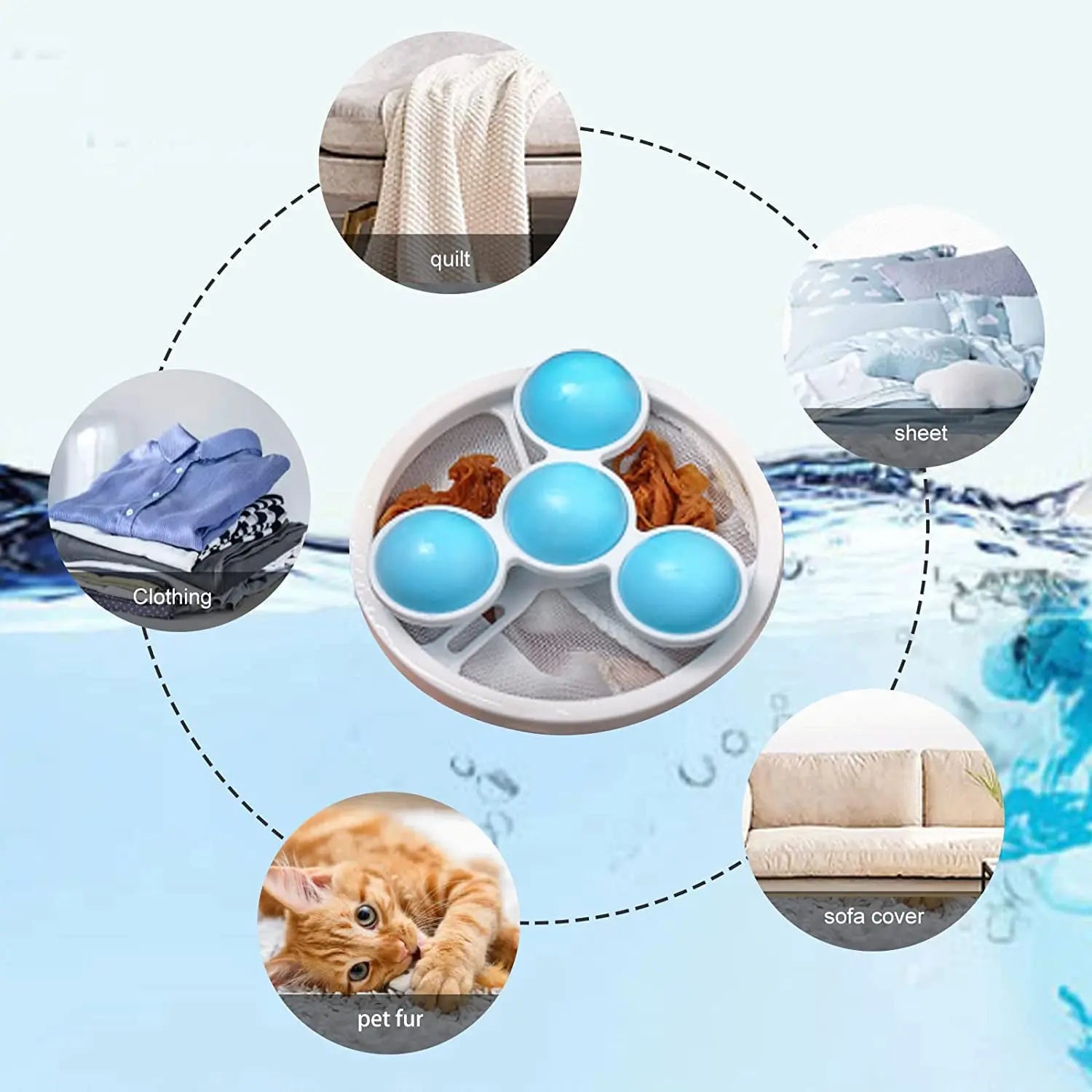 12604 Laundry Ball Floating Pet Fur Lint Hair Catcher Household Reusable Washing Machine Floating Lint Mesh Bag Hair Filter Net Pouch Washing Lint Hair Remover Net, Mesh Bag Dryer (1 Pc) - varietybazaar.co.in