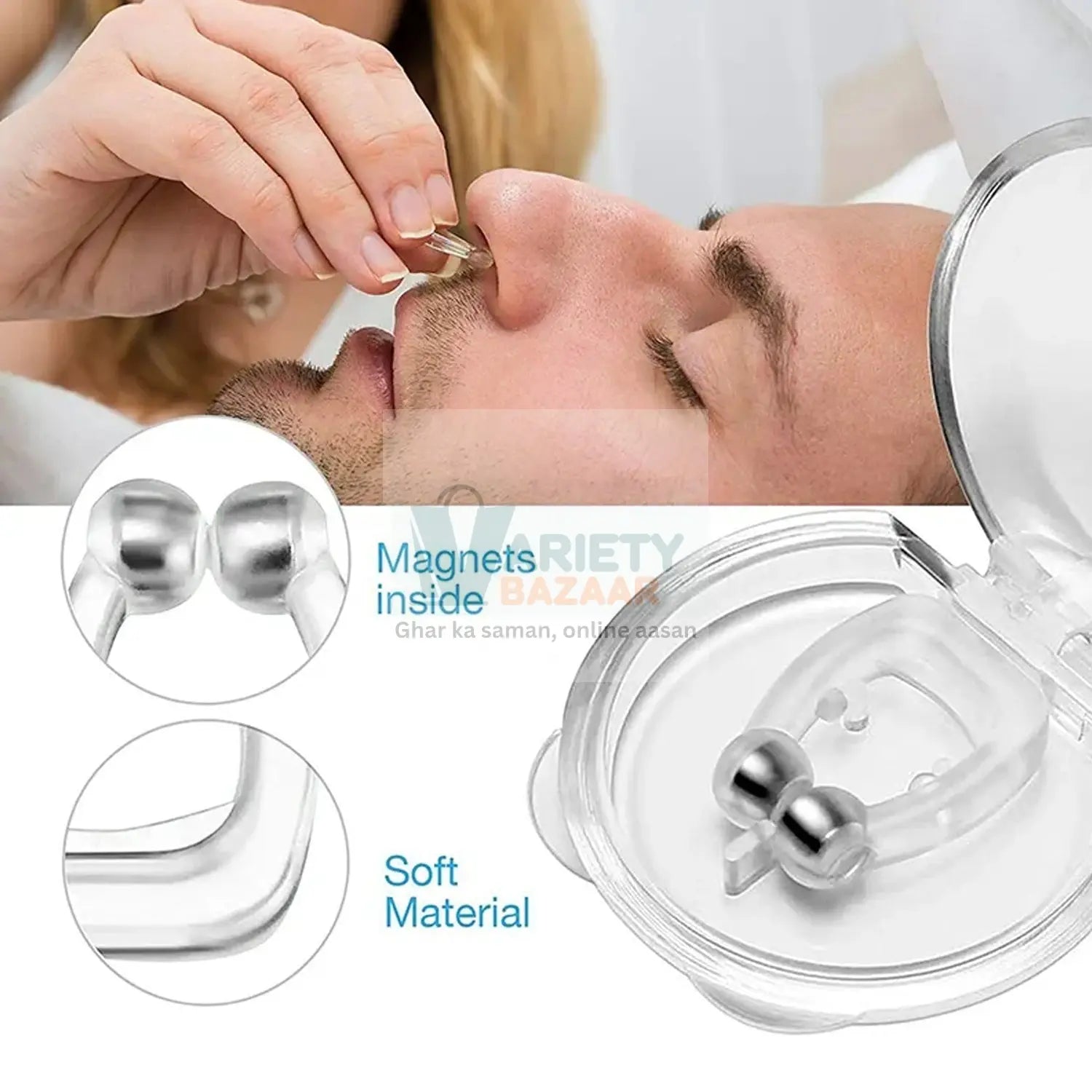 0337 Anti Snore device for men and woman Silicone Magnetic Nose Clip For heavy Snoring sleeper, Snore Stopper, Anti Snoring Device (1 Pc) Travel Sahayak