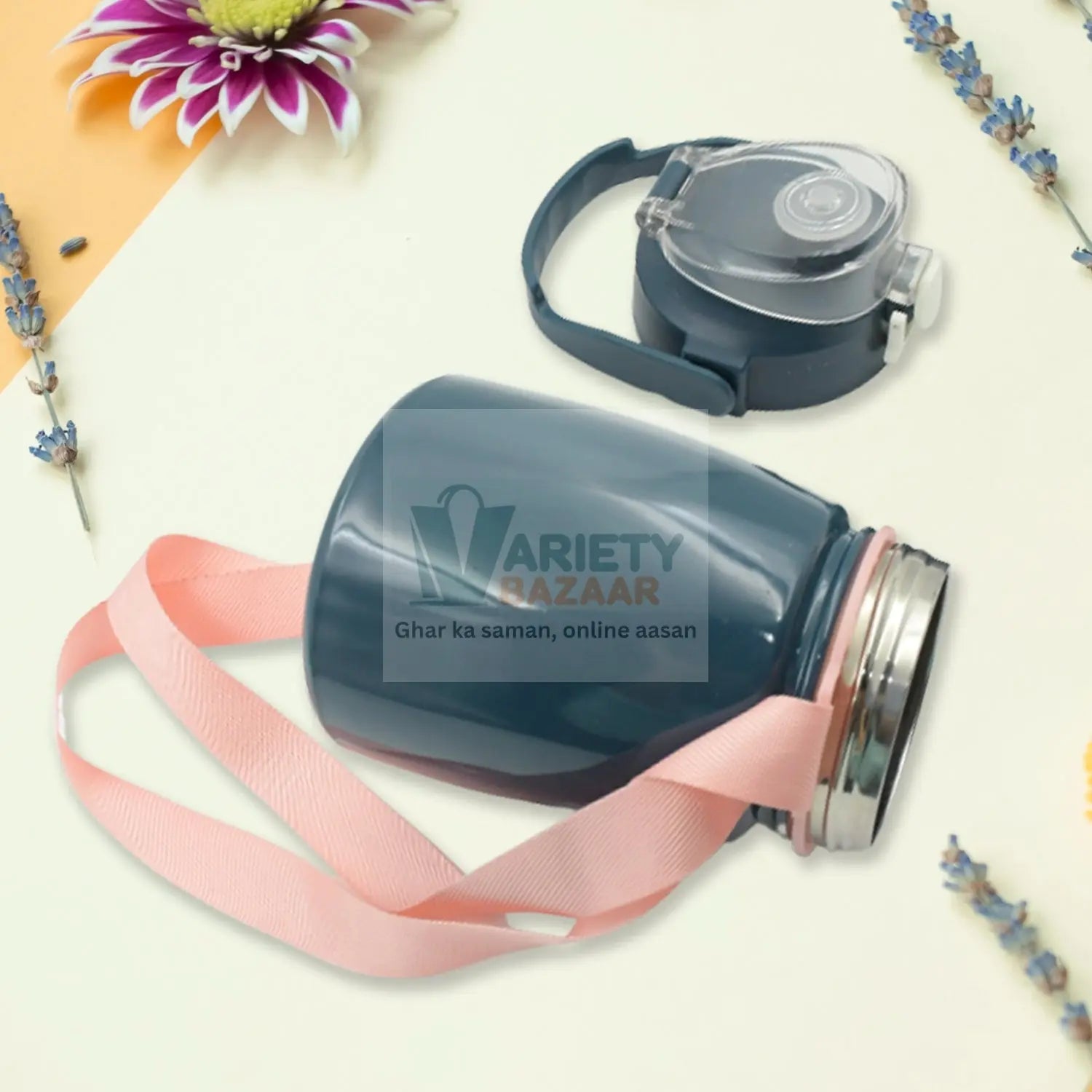 0354 Stainless Steel Insulated Water Bottle, Thermal Cup, 900ml Large-capacity Cute Cartoon Water Cup with Straw and Shoulder Strap,1pc Cute Cartoon stickers Water Jug for School Travel, Sports ( 900 ML) Travel Sahayak