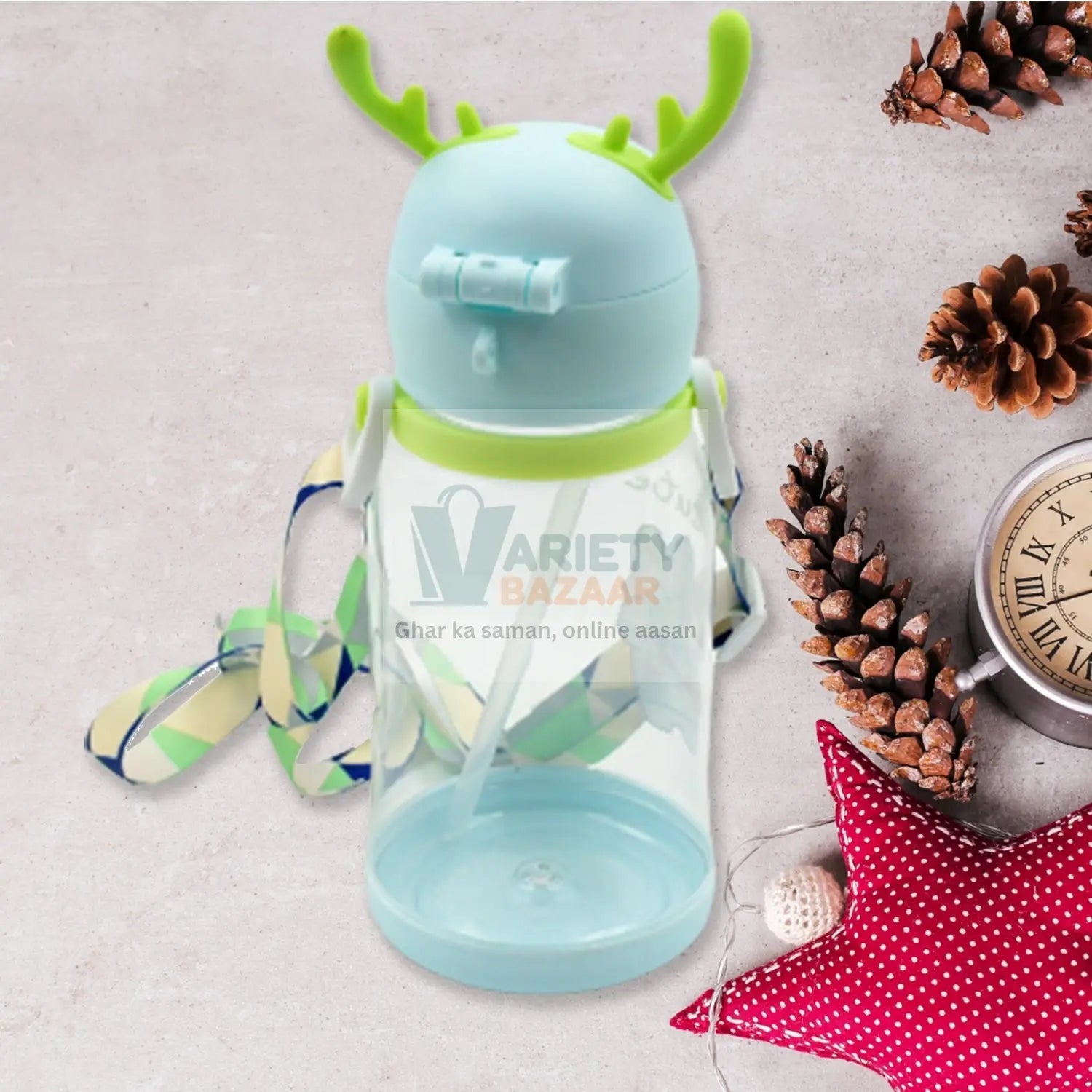0363 Cute Plastic Water Bottle, with adjustable shoulder strap, portable drinking cup Water Bottle For Kids | Water Bottle | Return Gift For Kids | Water Bottle With Straw | School Water Bottle (1 Pc) Travel Sahayak