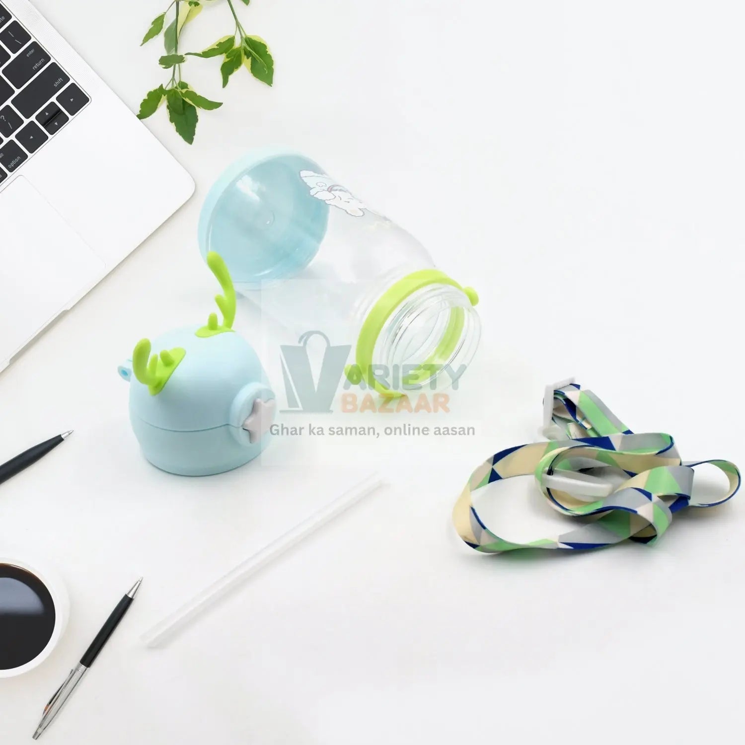0363 Cute Plastic Water Bottle, with adjustable shoulder strap, portable drinking cup Water Bottle For Kids | Water Bottle | Return Gift For Kids | Water Bottle With Straw | School Water Bottle (1 Pc) Travel Sahayak