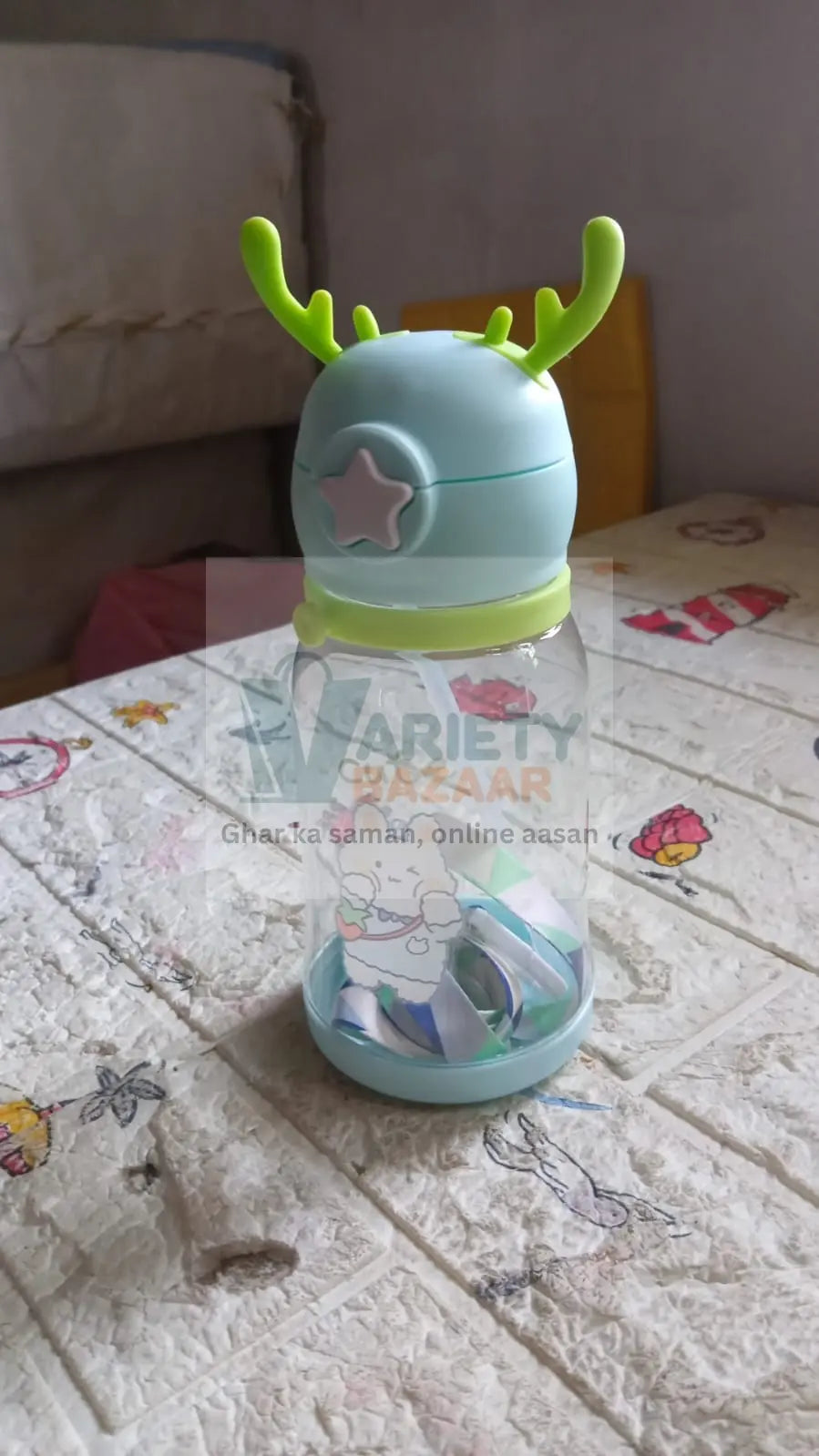 0363 Cute Plastic Water Bottle, with adjustable shoulder strap, portable drinking cup Water Bottle For Kids | Water Bottle | Return Gift For Kids | Water Bottle With Straw | School Water Bottle (1 Pc) Travel Sahayak