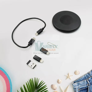 0377 Mini Multi-Functional Fast Charging Data Cable Set for Apple, Android, Type C Charging with Retrieve Card Pin, Round Storage Box, Compact and Portable, USB Data Cable Storage Box Travel Cable Set (5in1) Travel Sahayak
