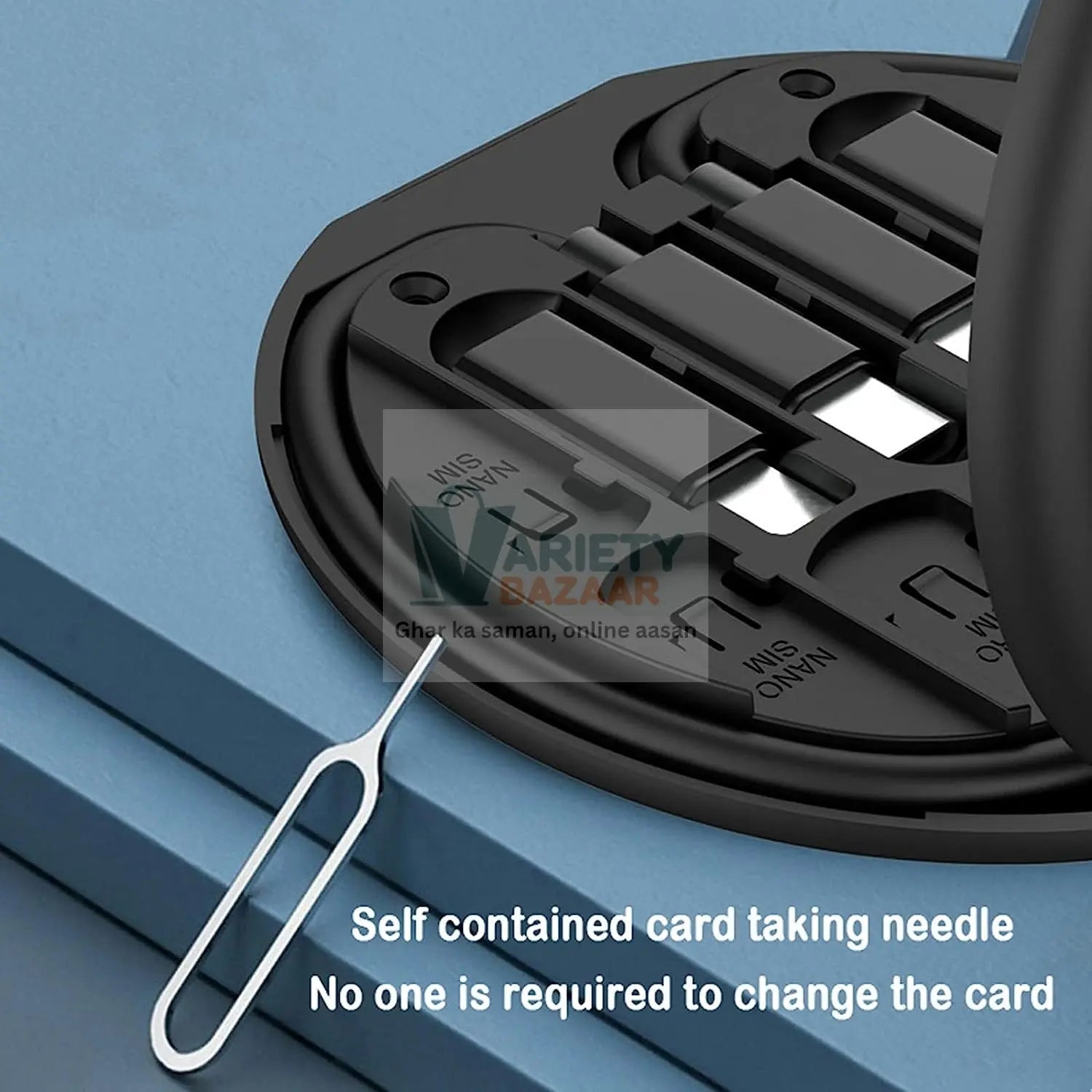 0377 Mini Multi-Functional Fast Charging Data Cable Set for Apple, Android, Type C Charging with Retrieve Card Pin, Round Storage Box, Compact and Portable, USB Data Cable Storage Box Travel Cable Set (5in1) Travel Sahayak