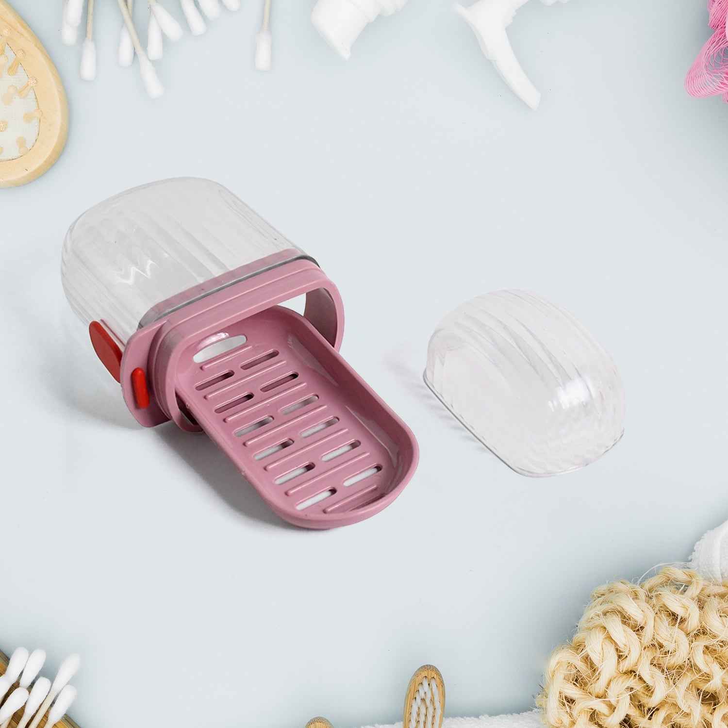 Multipurpose Plastic Soap Dish with Transparent Dust-Proof Lid, Sabudani (1 Pc)