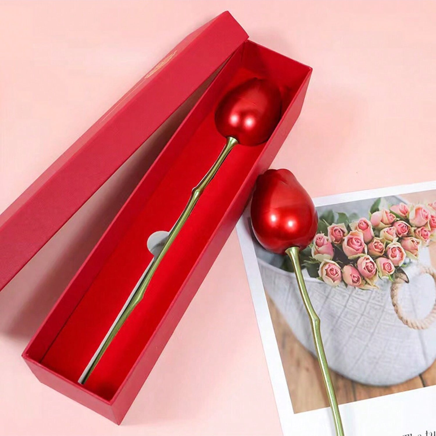 Metal Red Rose Couple Jewelry Box-Fancy Jewelry Box (1 Pc) travel sahayak