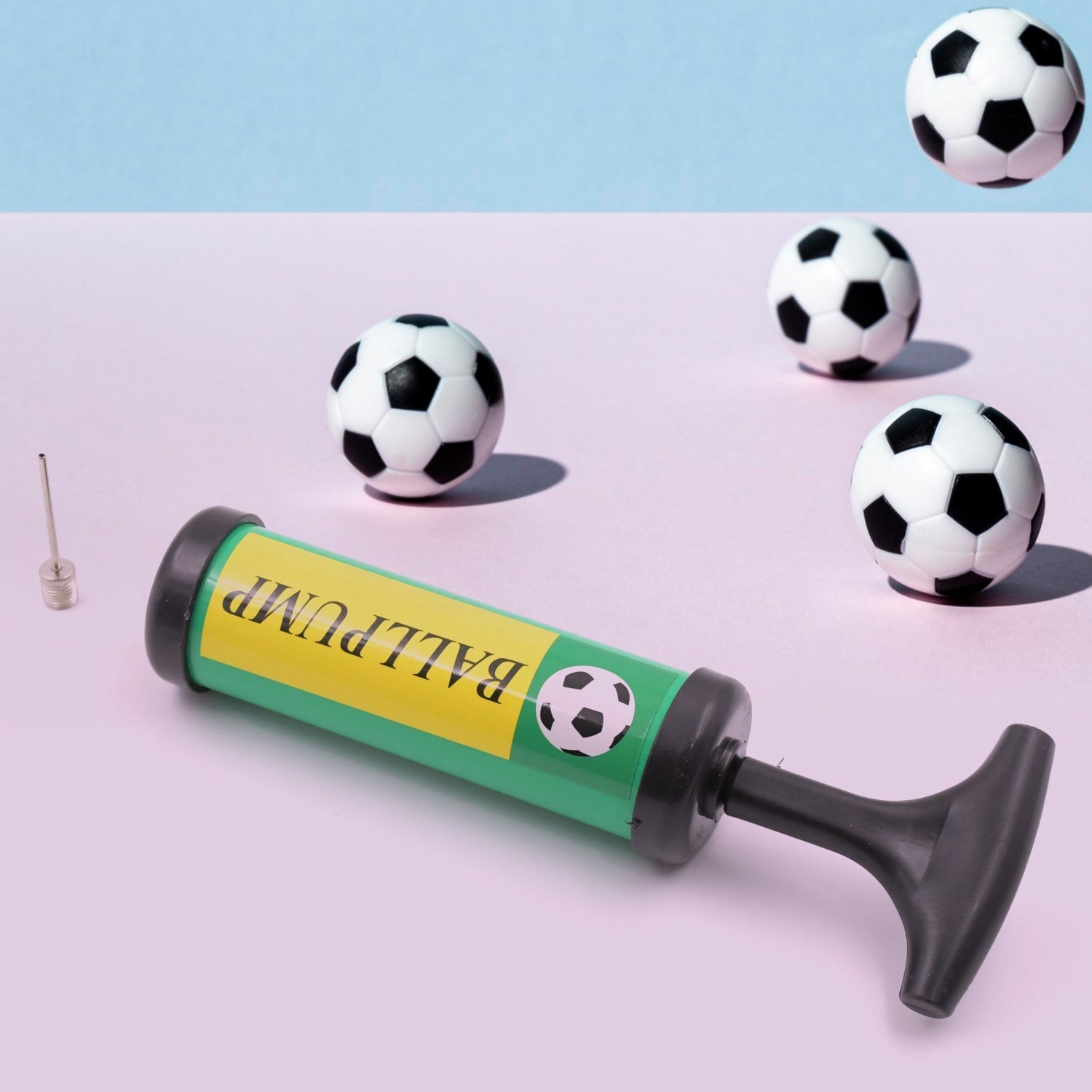 Inflator Air Ball Pump Soft Bouncing Ball Development Kids Toy, Sports Plastic Pump for Soccer, Basketball, Football, Volleyball Ball (17 Cm) Variety Bazaar
