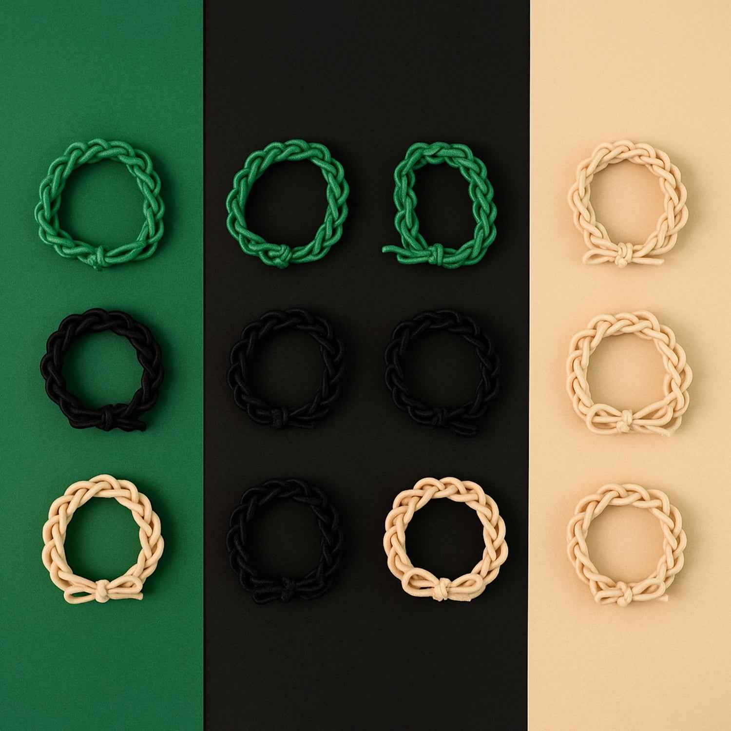 Braided Elastic Hair Bands Set (12 Pc)