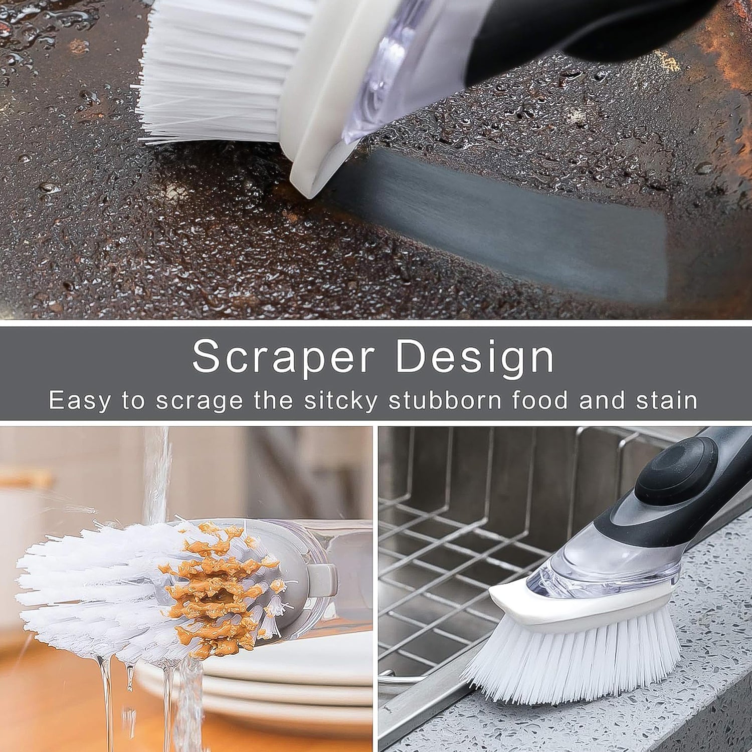 Dish Scrubber with Soap Dispenser, Soap Dispensing Dish Brush Set (1 Set) Variety Bazaar