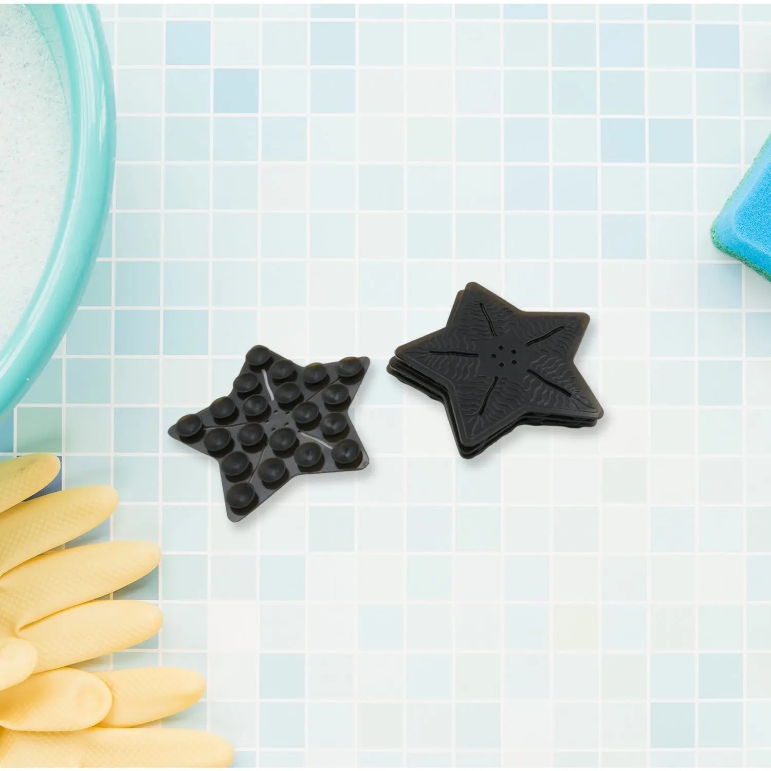 Mini  Pvc Anti-Slip Bat Mat Non Slip Baby Bath Mats, Mini Child Safety Anti Slip Shower Mats Star,& Leaf Shaped for Kids (4 pc Set) - varietybazaar.co.in