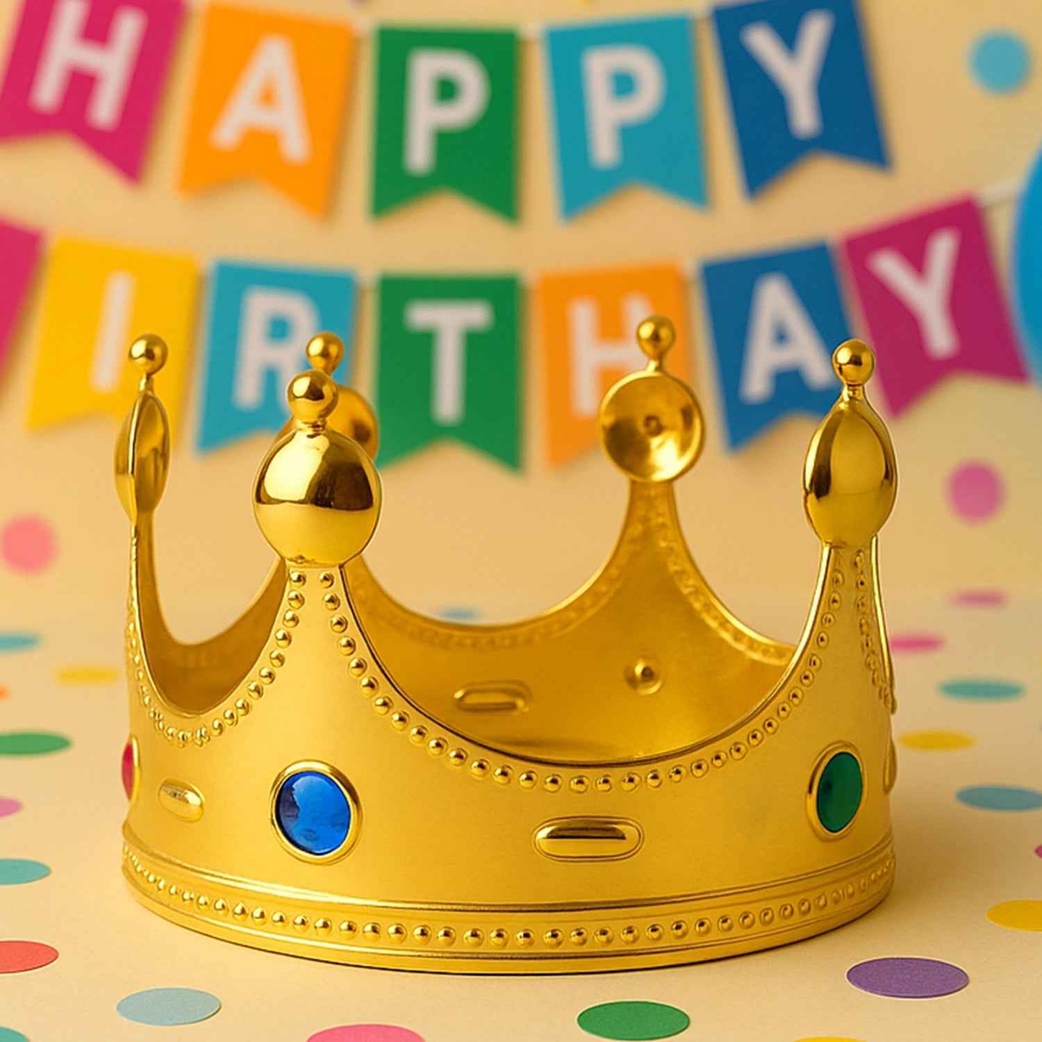 Royal Crown with Colored Gems (1 Pc / Golden & Silver)