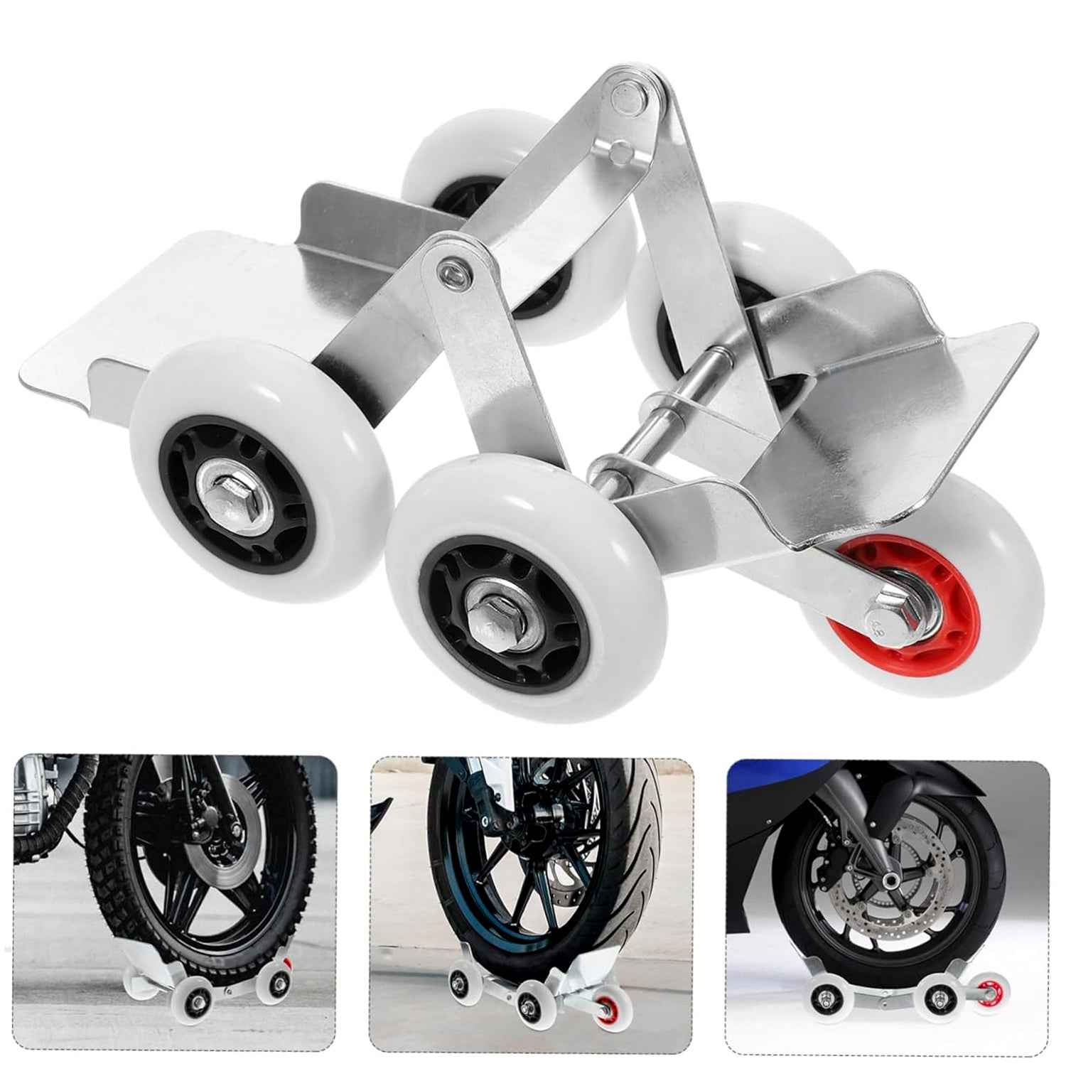 Heavy-Duty Motorcycle Front Wheel Parking Roller Stand (1 Pc)
