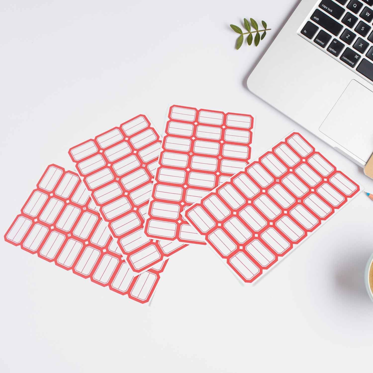 Multipurpose Blank Label Sticker Sheets Red Border Self-Adhesive Writable Stickers for Bottles (50 Sheet)