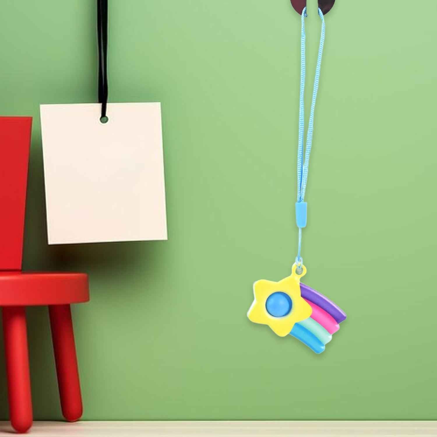 Stress Relief Silicone Push Fidget Toy Keychain for Kids (1 Pc)