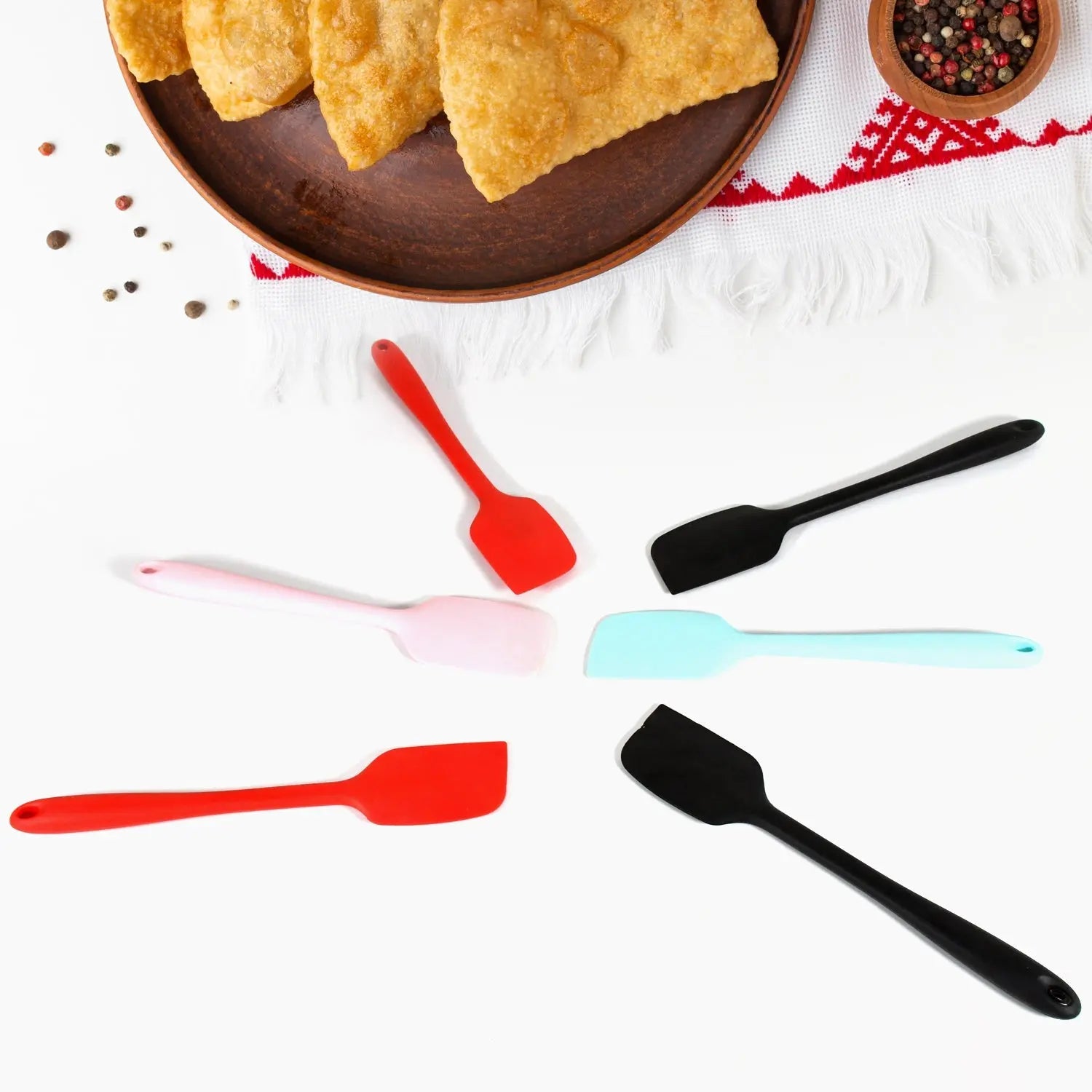 Multipurpose Silicone Spoon, Silicone Basting Spoon Non-Stick Kitchen Utensils Household Gadgets Heat-Resistant Non Stick Spoons Kitchen Cookware Items For Cooking and Baking (6 Pcs Set) - varietybazaar.co.in