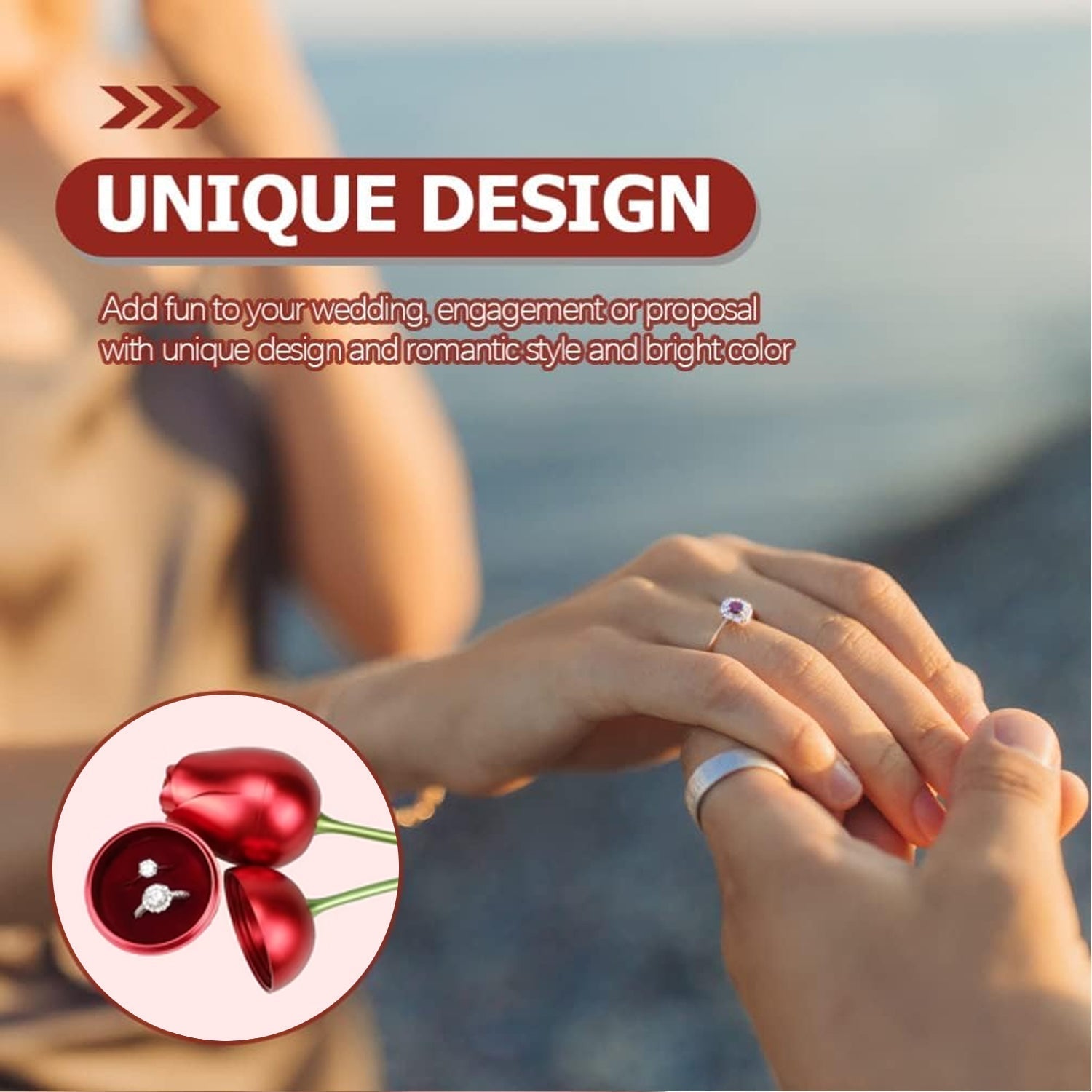 Plastic Red Rose Couple Rings Box-Fancy Rings Box (No Rings Included / 1 pc) travel sahayak