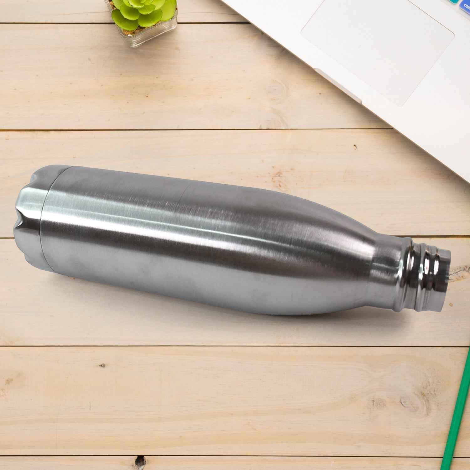 Silver Stainless Steel Water Bottle Approx 500 ML (1 Pc)