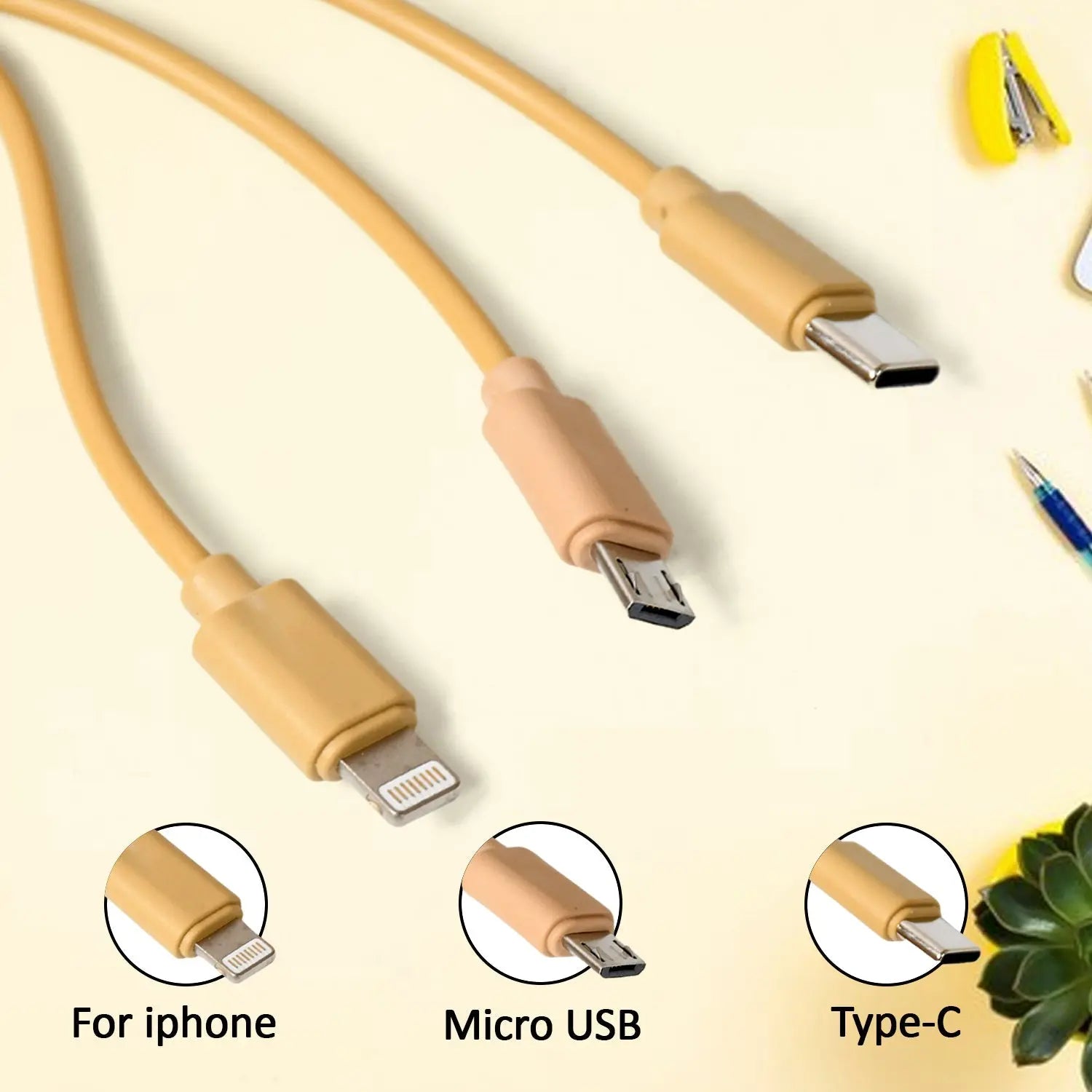 12835 Retractable Charger Charging Cable, Micro USB Cable, 3 in 1, Multi Charging Cable, Compatible with Phone / Type C / Micro Android USB and Other Mobile Devices (1 Pc) - varietybazaar.co.in