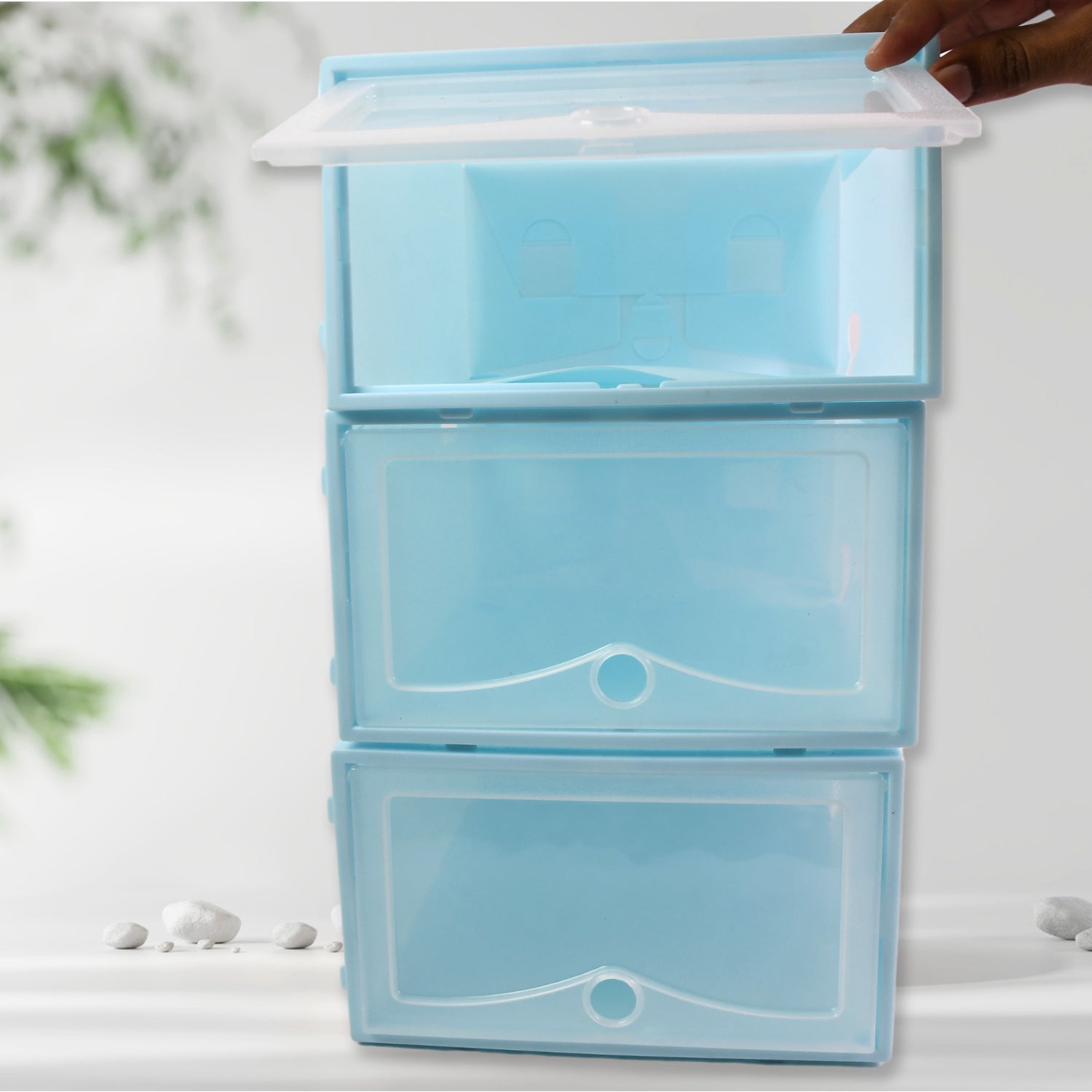 3 Layer Plastic Shoes Storage Box, Stackable Shoe Storage (1 Set / 3 Layer Set) Variety Bazaar
