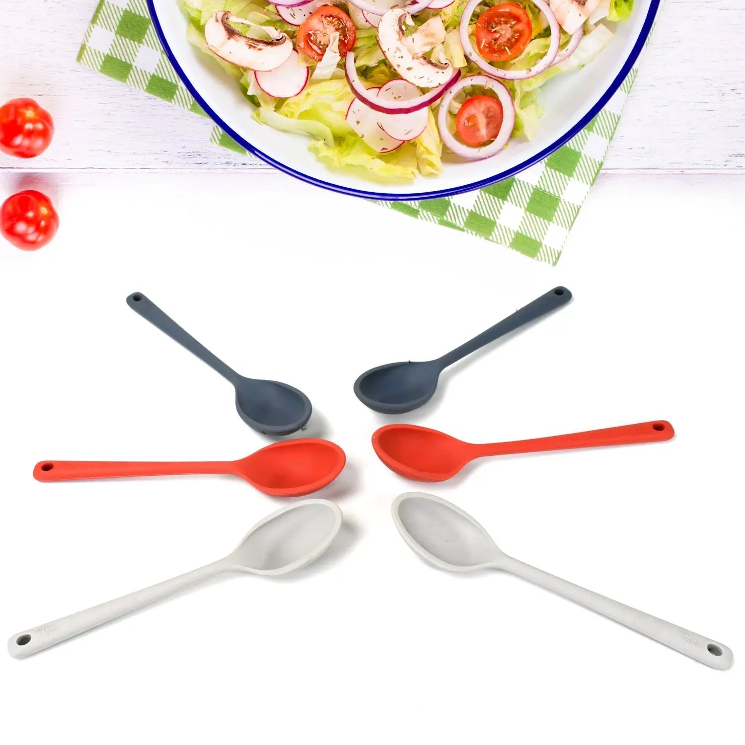 Multipurpose Silicone Spoon, Silicone Basting Spoon Non-Stick Kitchen Utensils Household Gadgets Heat-Resistant Non Stick Spoons Kitchen Cookware Items For Cooking and Baking (6 Pcs Set) - varietybazaar.co.in