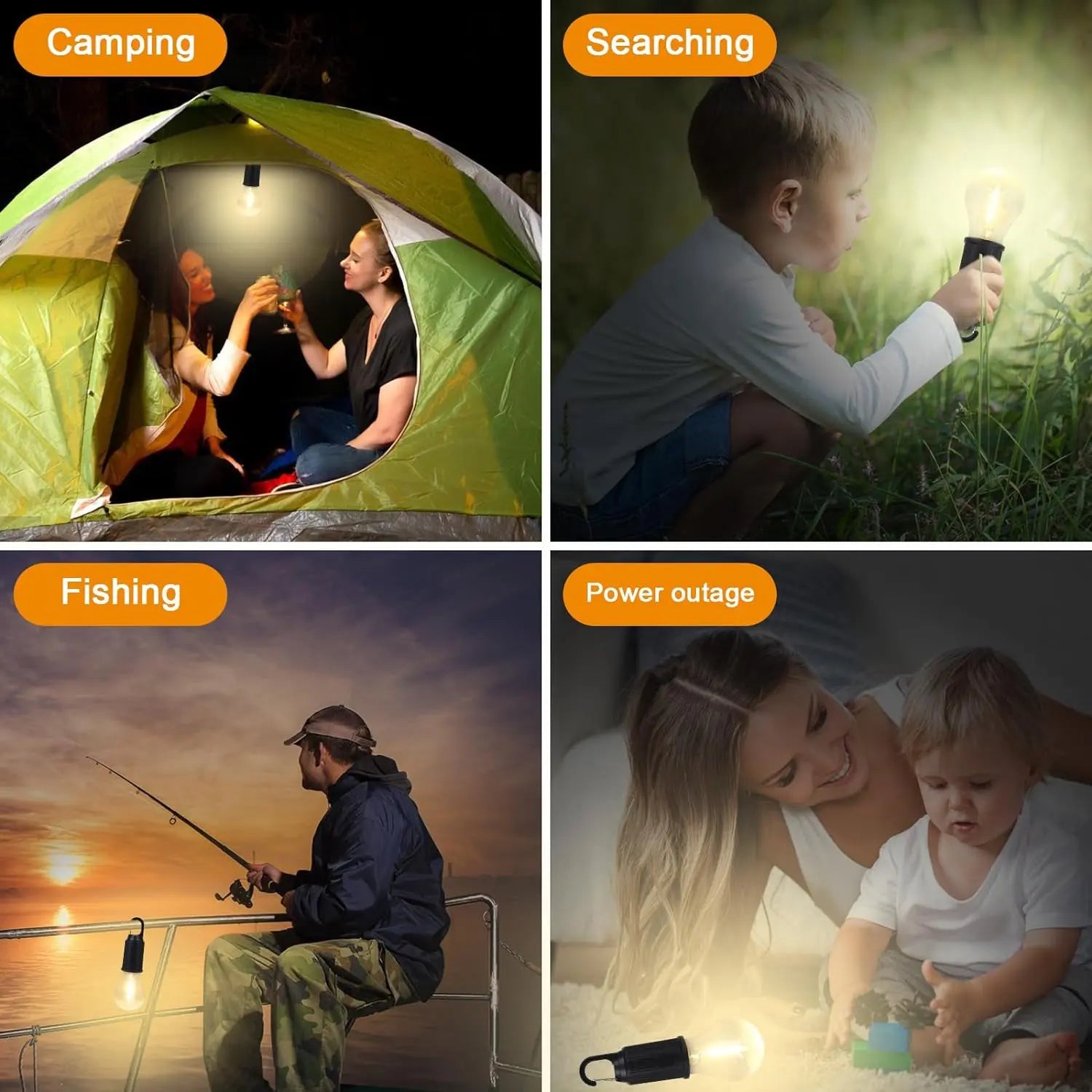 12658 Rechargeable Camping Lights for Tents LED Camping Tent Lantern 3 Lighting Modes Tent Lamp Portable Emergency Camping Lights with Clip Hook for Camping Hiking Fishing, Backpacking (1 Pc) - varietybazaar.co.in