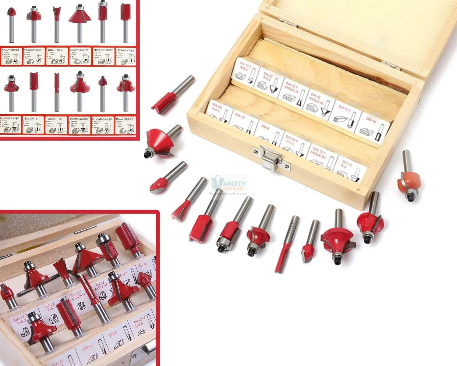 0406 12 / 15pcs Milling Cutter Router Bit Set Travel Sahayak