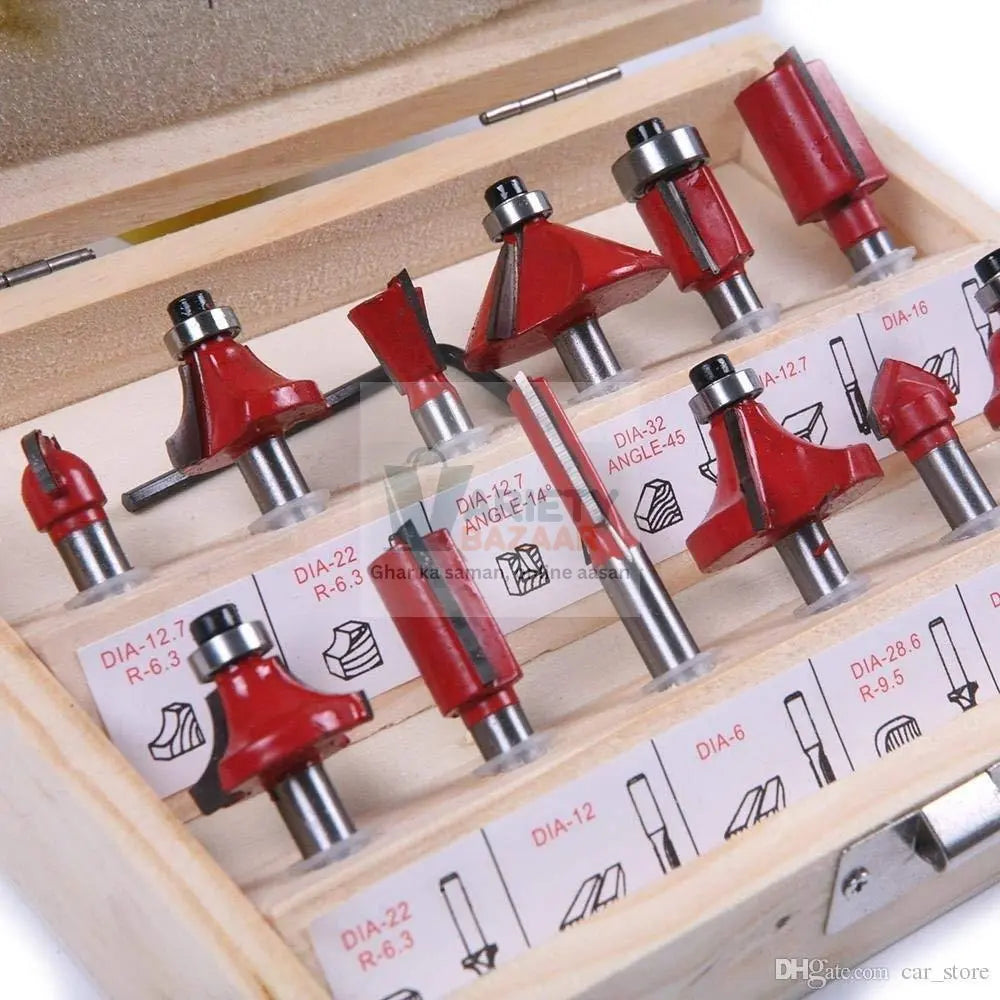 0406 12 / 15pcs Milling Cutter Router Bit Set Travel Sahayak