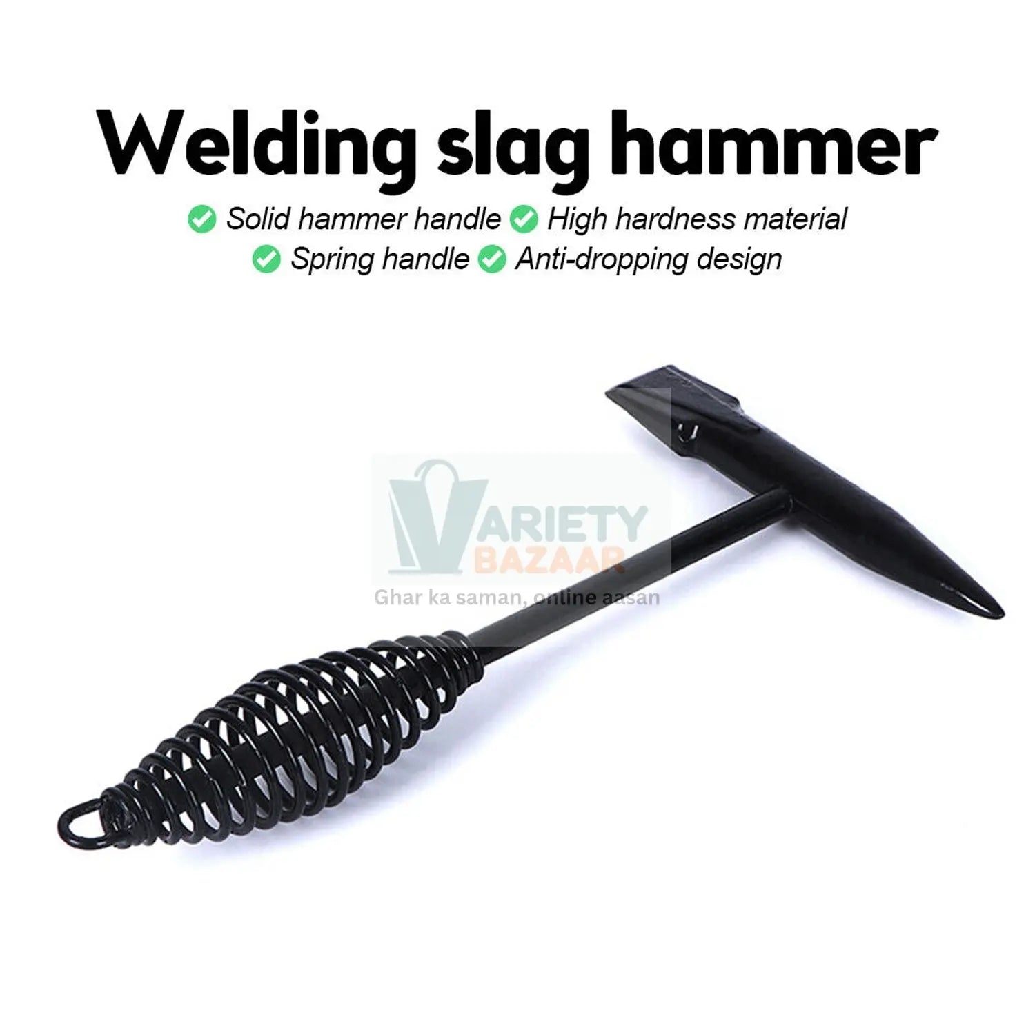 0482 Welding Slag Removal Tool Chipping Hammer with Coil Spring Handle, Mufti Functional for Cleaning Removing Slag Industrial Weld Slag Spatter Removal Tool Welding Hammer, for Machinery Electrician (1 Pc ) Travel Sahayak