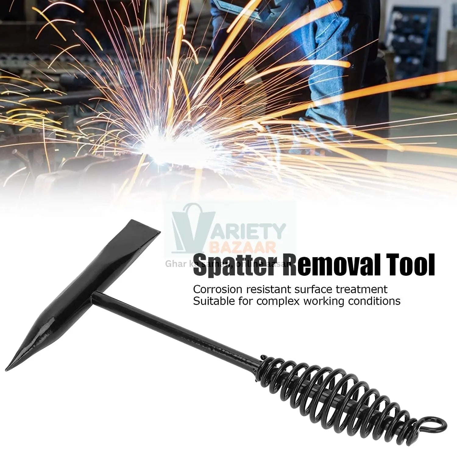 0482 Welding Slag Removal Tool Chipping Hammer with Coil Spring Handle, Mufti Functional for Cleaning Removing Slag Industrial Weld Slag Spatter Removal Tool Welding Hammer, for Machinery Electrician (1 Pc ) Travel Sahayak