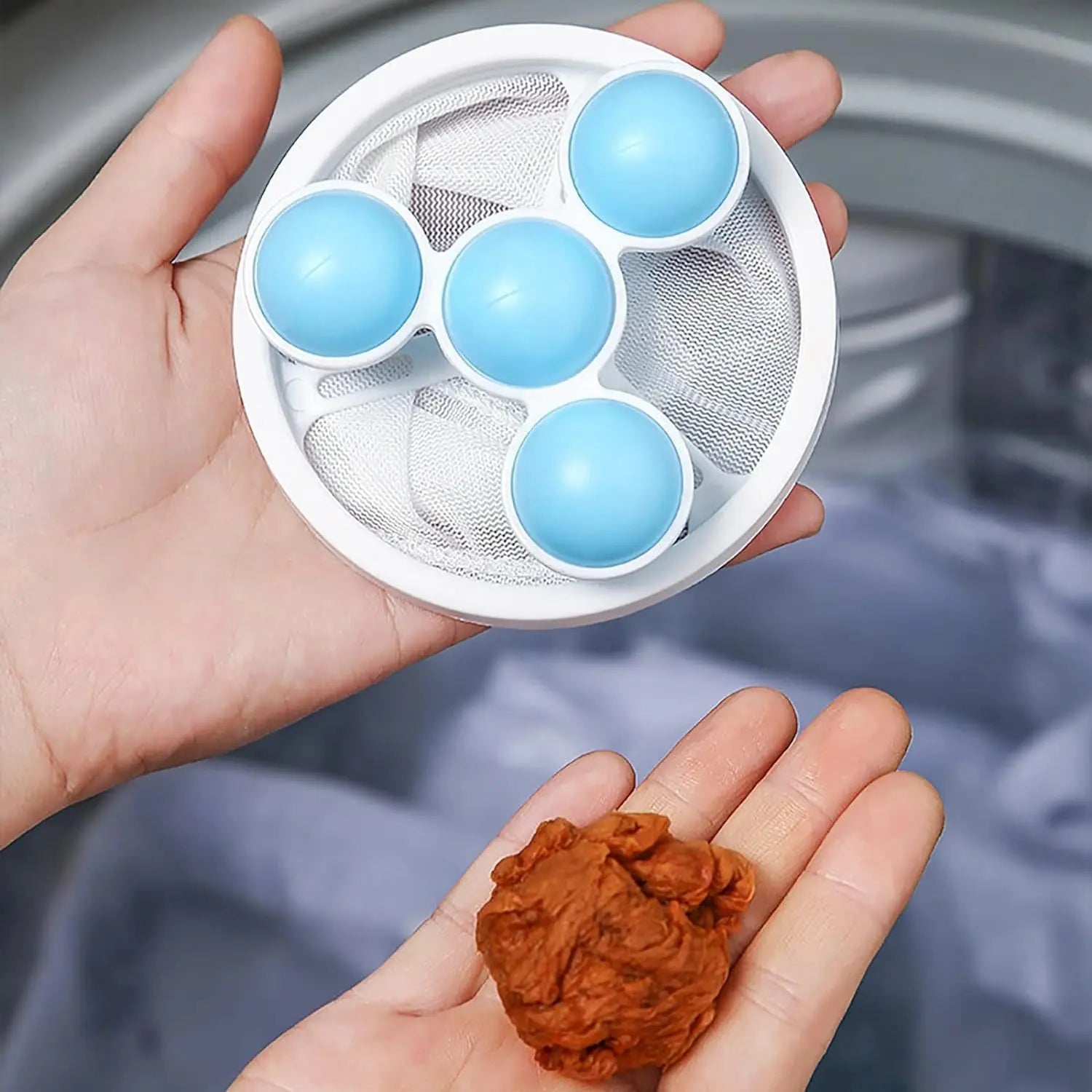 12604 Laundry Ball Floating Pet Fur Lint Hair Catcher Household Reusable Washing Machine Floating Lint Mesh Bag Hair Filter Net Pouch Washing Lint Hair Remover Net, Mesh Bag Dryer (1 Pc) - varietybazaar.co.in