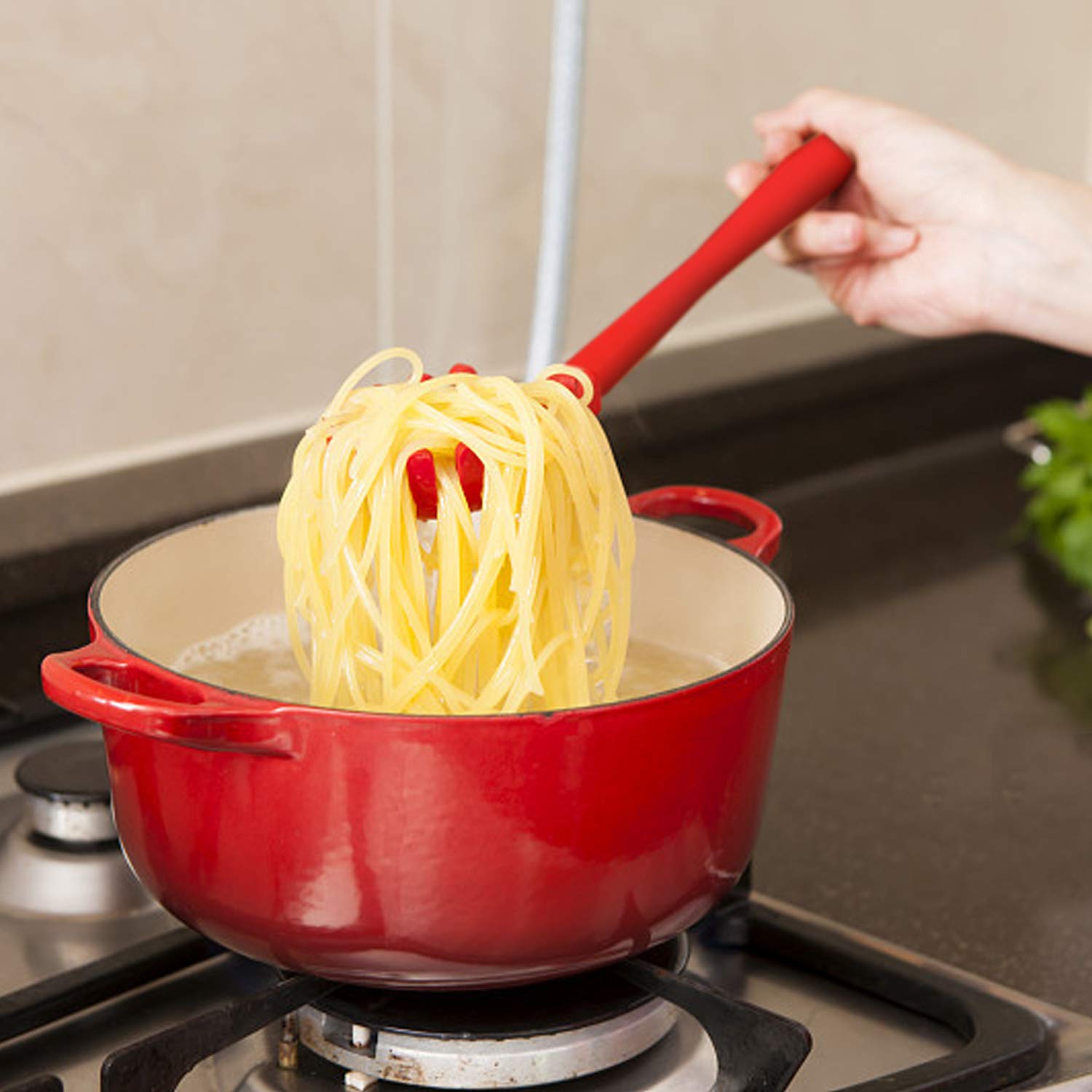 5431 Silicone Spaghetti Spoon Pasta Spoon Easy Clean  for Your Home Restaurant (22cm) Travel Sahayak
