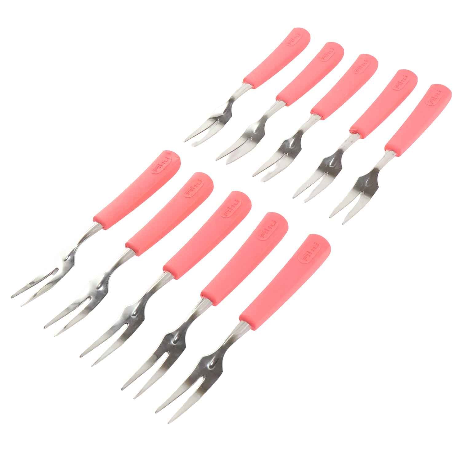 Premium Stainless Steel Fruit Fork Set – 10 Pieces with Soft Non-Slip Handle