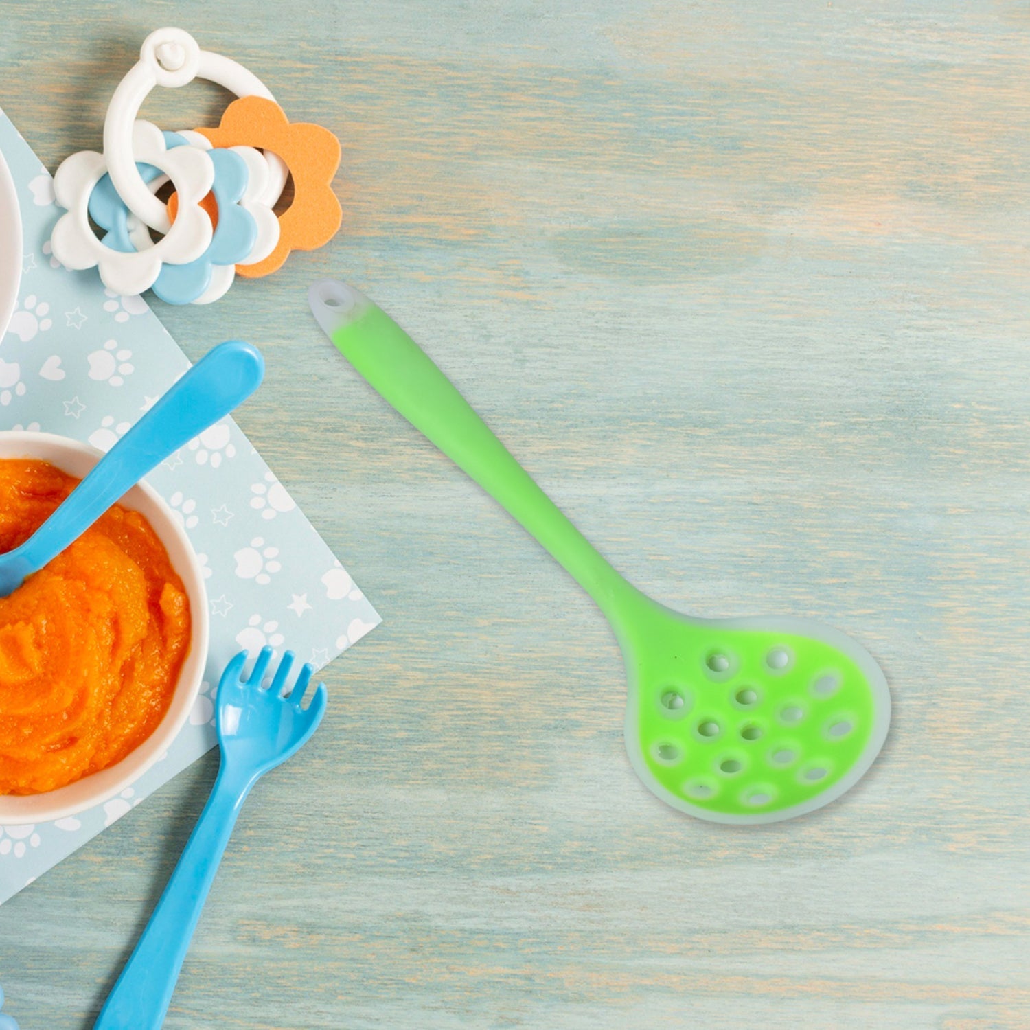 5435 1PC Food Grade Silicone Colander Shovel Strainers Spoon Colorful Kitchen Scoop Drainage Colanders (28cm) Travel Sahayak