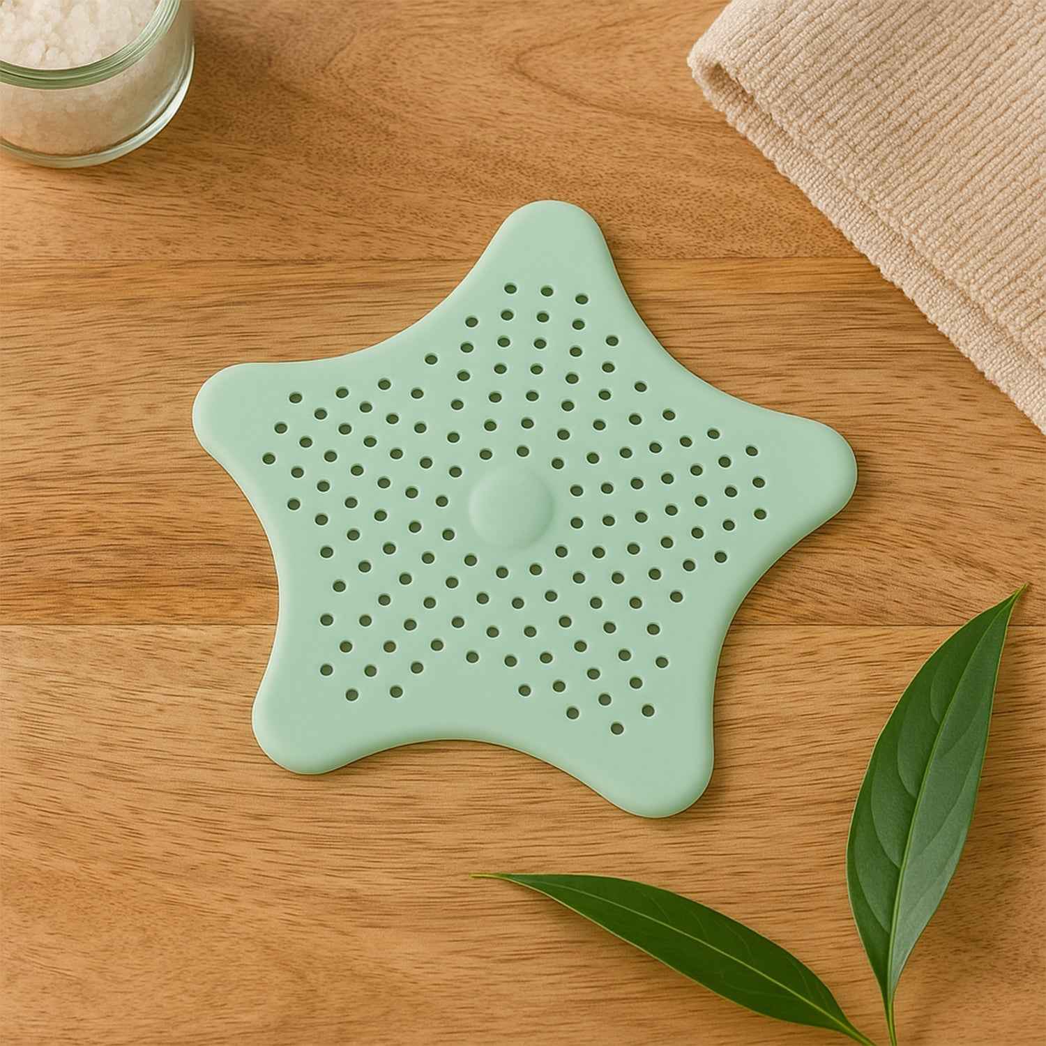 Mint Green Silicone Star Shaped Sink Filter Bathroom Hair Catcher Drain Strainers for Basin