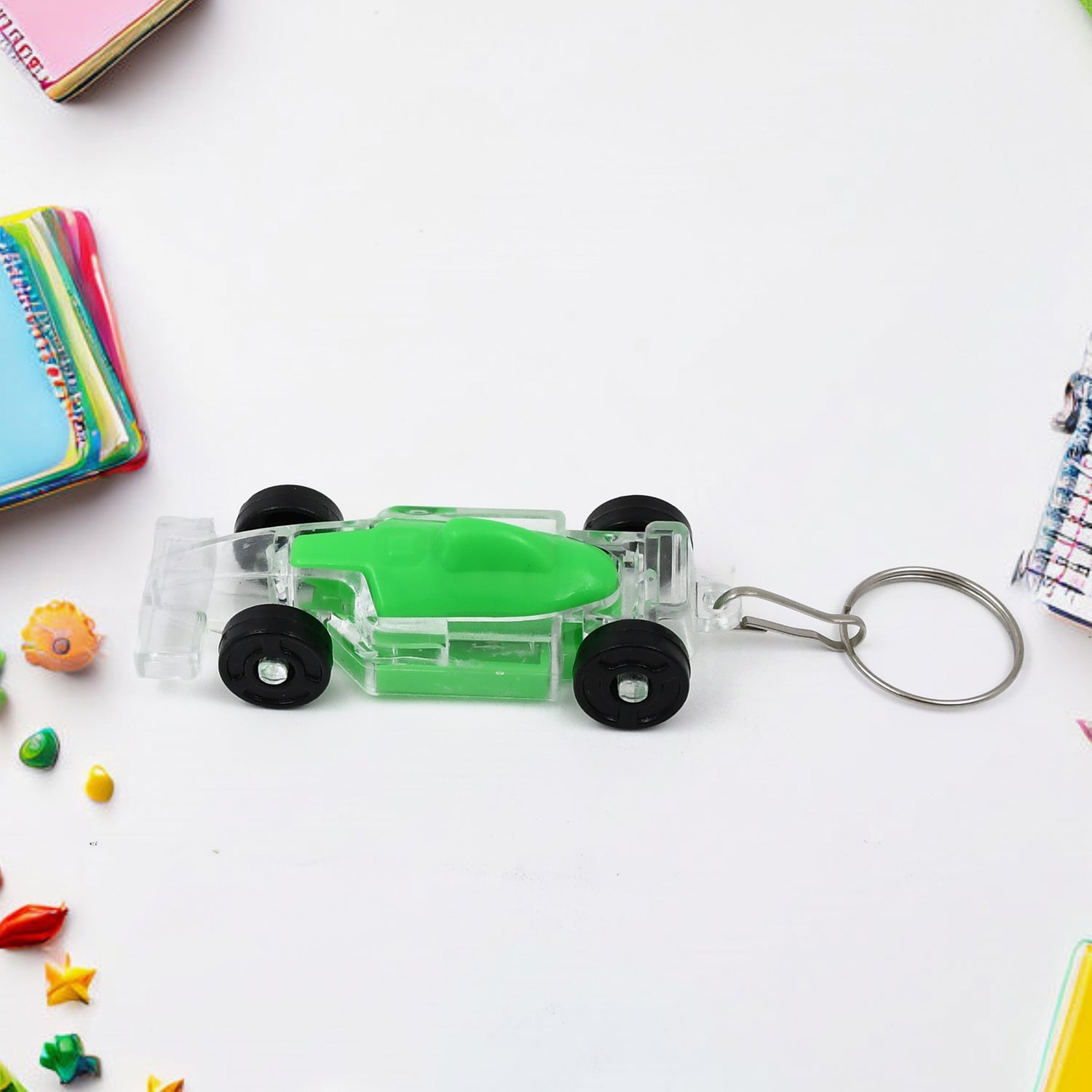 Cars Shape Keychain with On / Off Button LED Flashing Light (1 Pc) travel sahayak