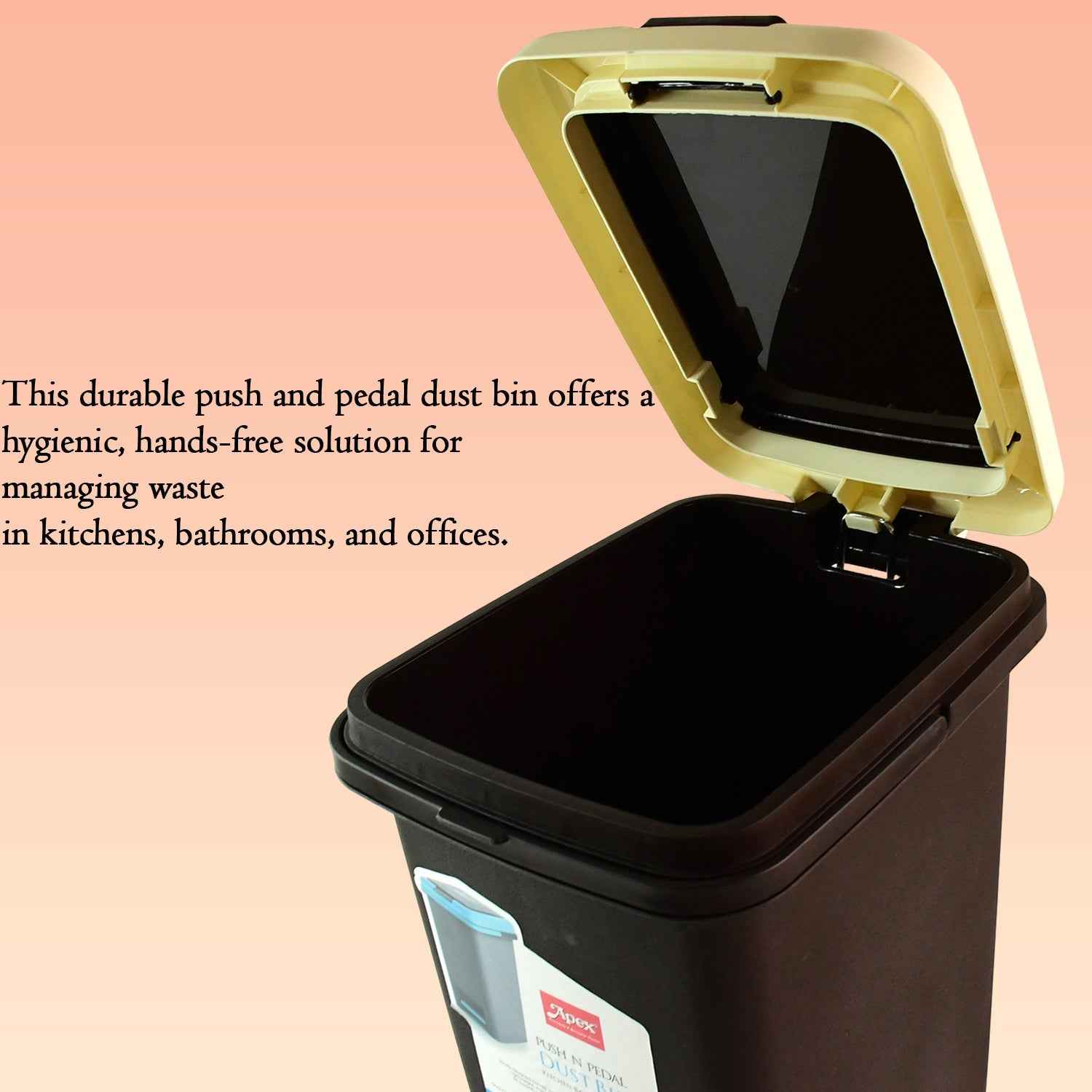 Apex Push N Pedal Plastic Dustbin 10L Capacity (1 Pc)
