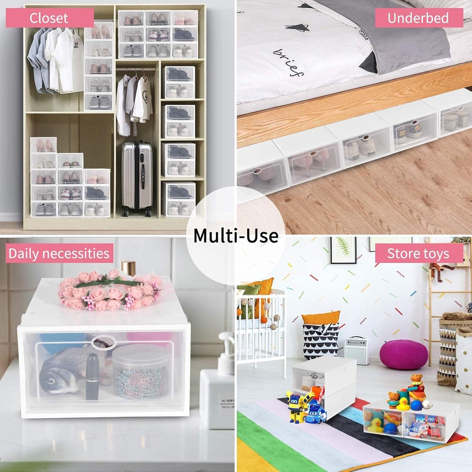 1 Layer Plastic Shoes Storage Box, Stackable Shoe Storage (1 pc / 32x21x12 CM) Variety Bazaar