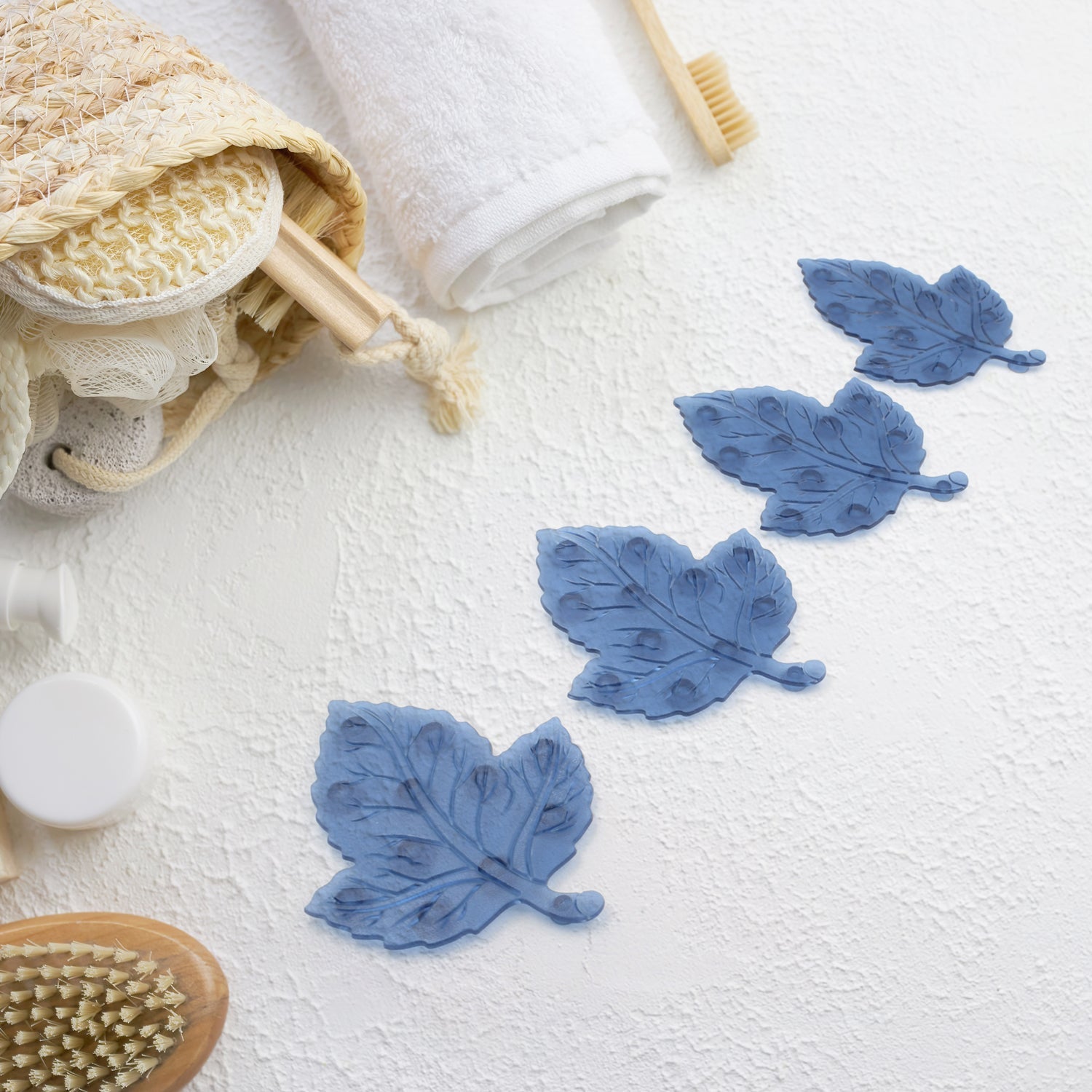 Mat, Mini  Pvc Anti-Slip Bat Mat Non Slip Baby Bath Mats, Mini Child Safety Anti Slip Shower Mats Leaf Shaped for Kids (4 pc Set) Variety Bazaar