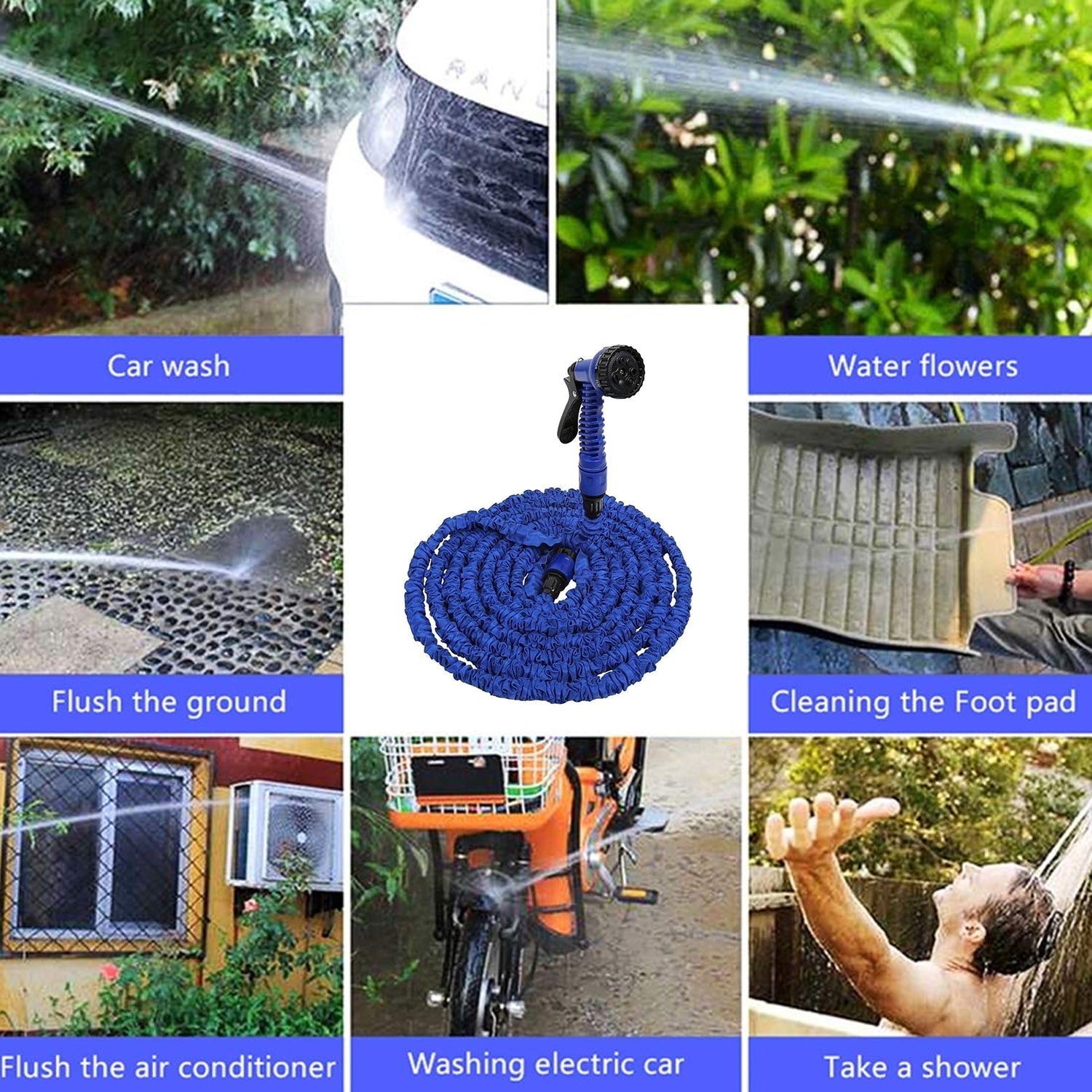Expandable Magic Garden Hose with Spray Gun, 4 Metre Pipe 7 Spray Modes Nozzle (1 Set) travel sahayak