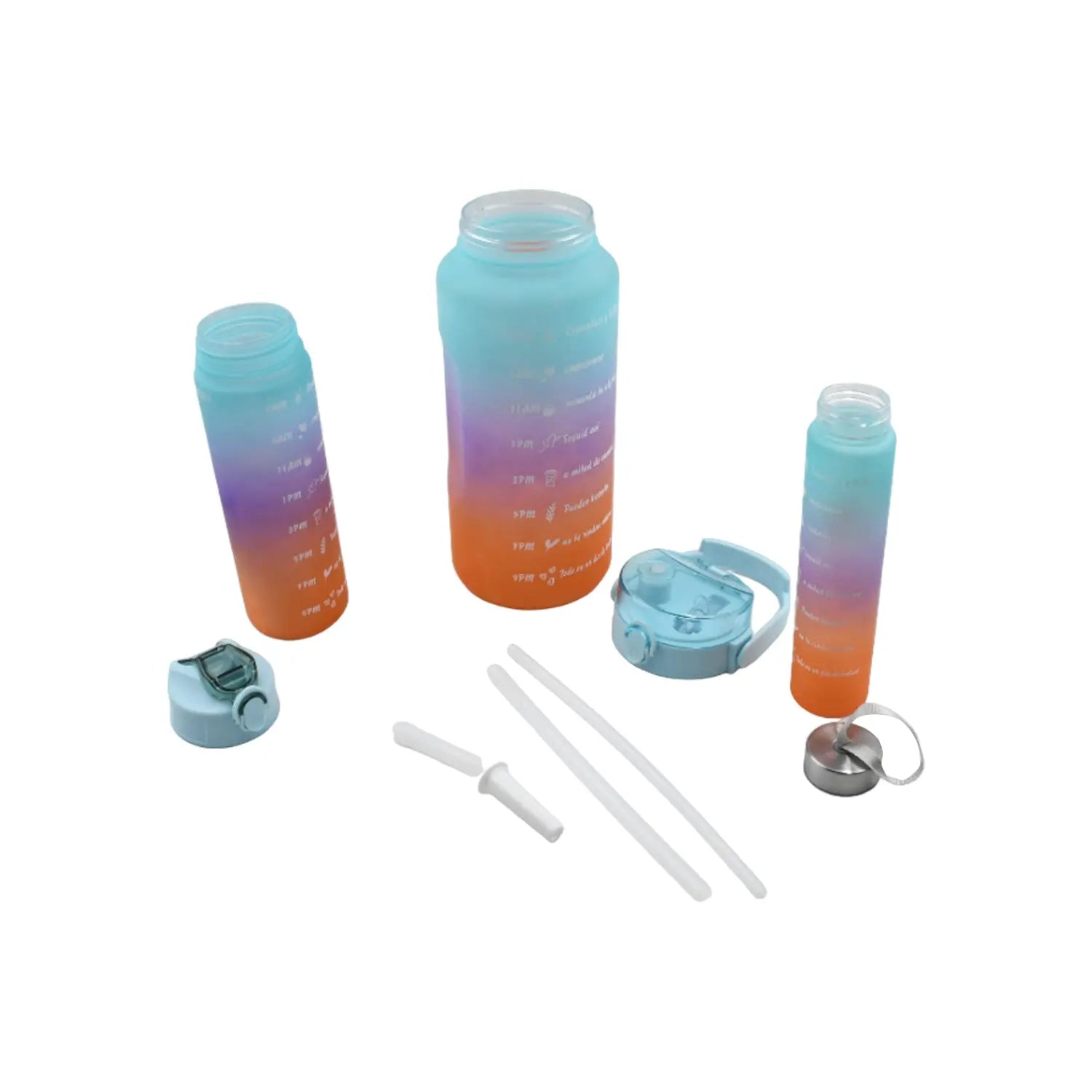 Plastic Water Bottle 3pc Set,3  Different Size Bottle High Quality Water Bottle Plastic Water Bottle BPA-Free & Leak-Proof!  Cartoon Printed Design for Kids' School, For Fridge, Office, Sports, School, Gym, Yoga (3 Pc Set) - varietybazaar.co.in