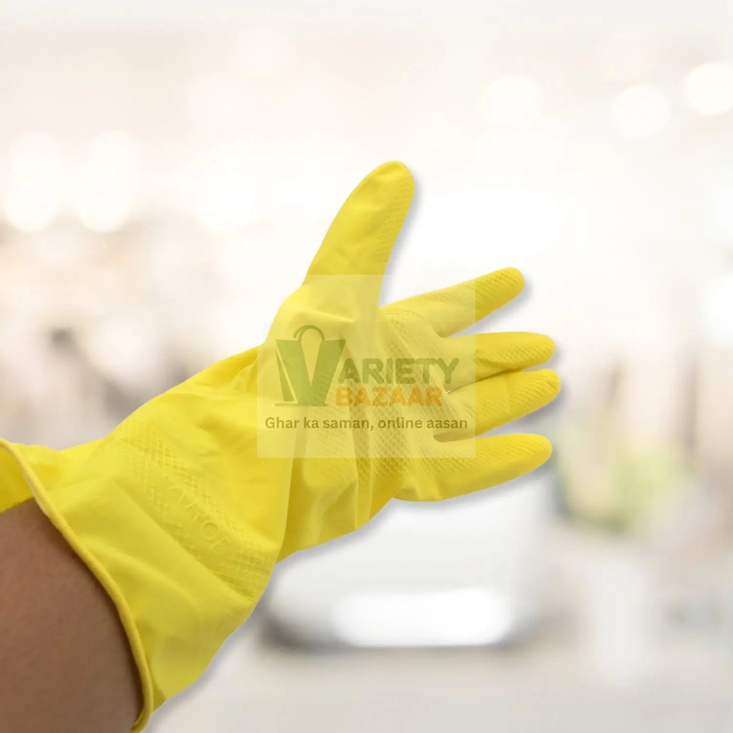 0679 Multipurpose Rubber Reusable Cleaning Gloves, Reusable Rubber Hand Gloves I Latex Safety Gloves I for Washing I Cleaning Kitchen I Gardening I Sanitation I Wet and Dry Use Gloves (1 Pair) Travel Sahayak