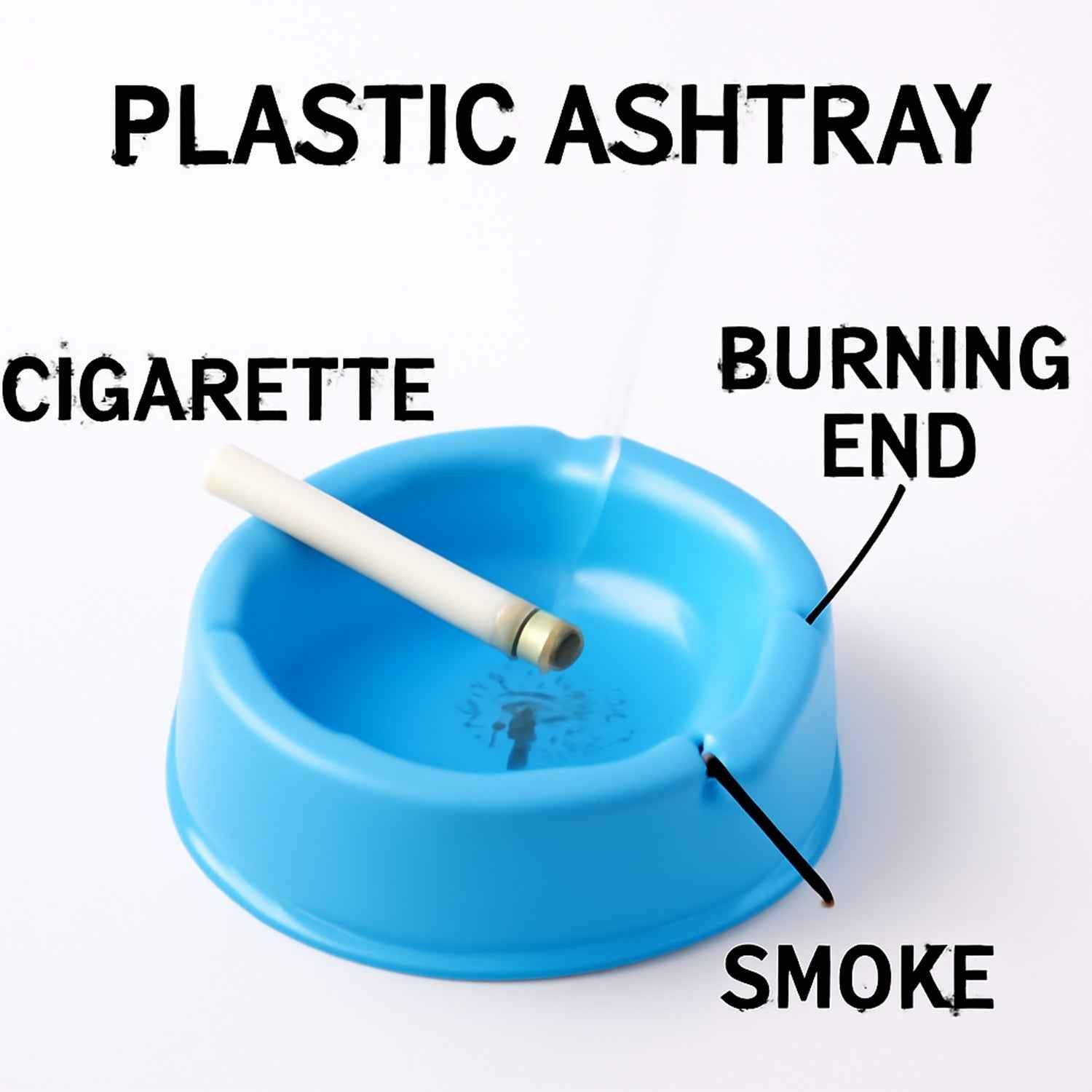 Oblivion Durable Plastic Ashtray with Wide Bowl and Triple Cigarette Holder Slots (1 Pc)