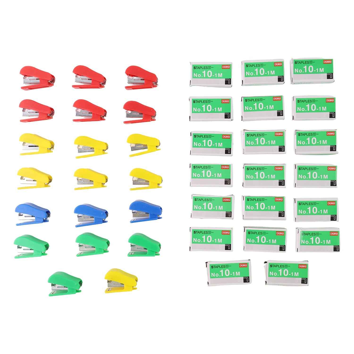 Mini Stapler Set  with Staples – Assorted Colors | No.10 Staplers with Pins (20 pcs Set)
