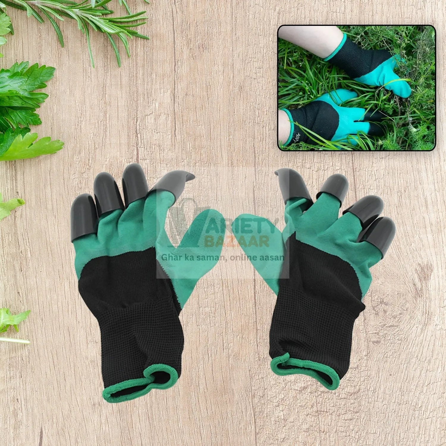 0719 Heavy Duty Garden Farming Gloves- ABC Plastic Washable With Hand Fingertips & ABS Claws For Digging & Planting, Gardening Tool for Home Pots Agriculture Industrial Farming work Men & Women (1 Pair / Mix Color) Travel Sahayak