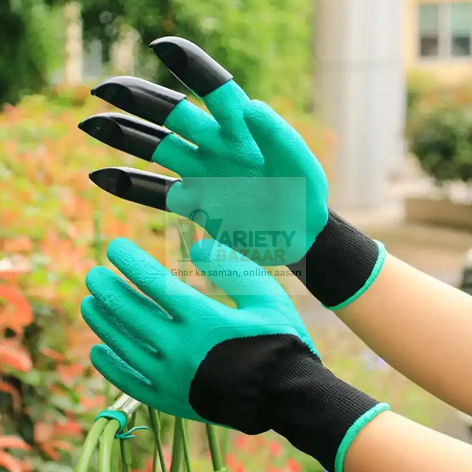 0719 Heavy Duty Garden Farming Gloves- ABC Plastic Washable With Hand Fingertips & ABS Claws For Digging & Planting, Gardening Tool for Home Pots Agriculture Industrial Farming work Men & Women (1 Pair / Mix Color) Travel Sahayak
