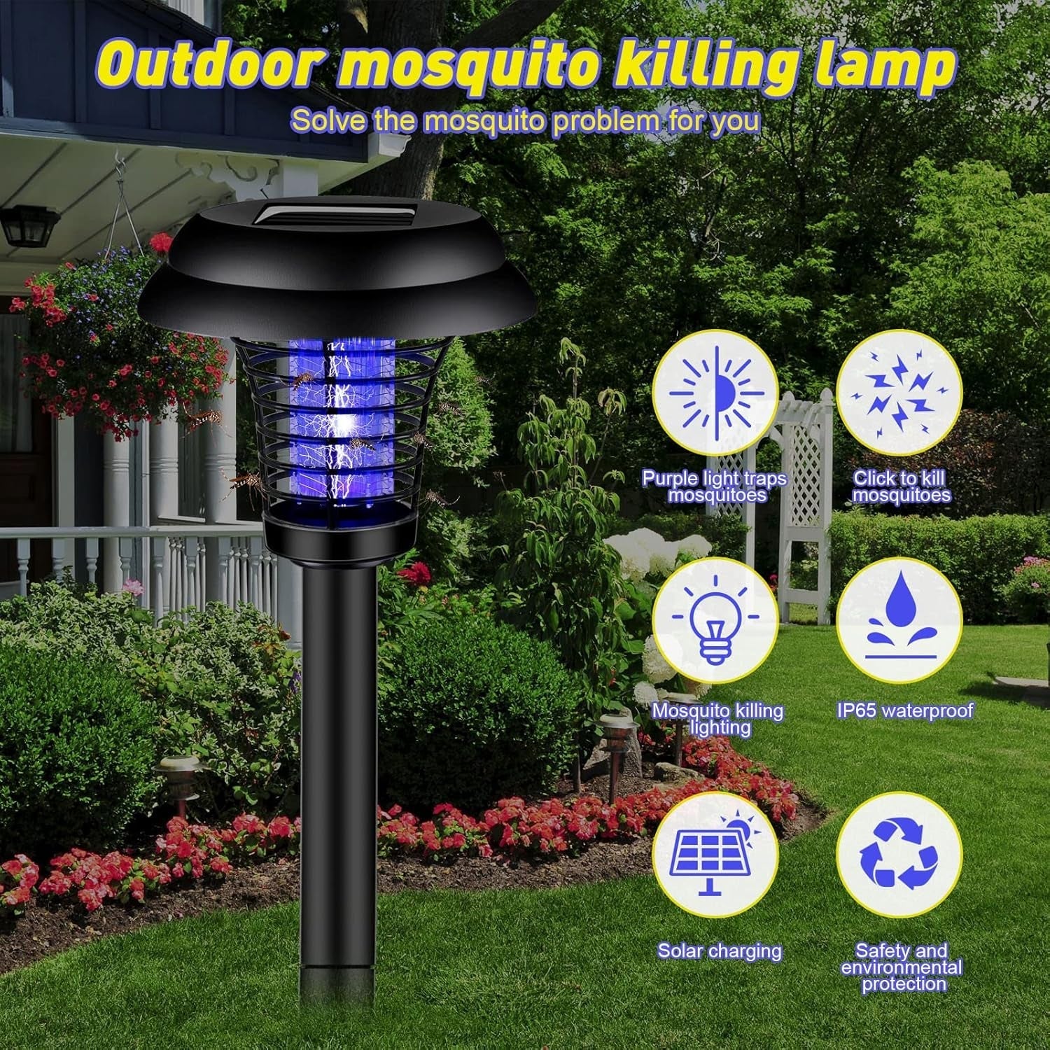 Medium Garden Solar Powered LED Mosquito Trap / Bug Zapper (1 Pc) Variety Bazaar